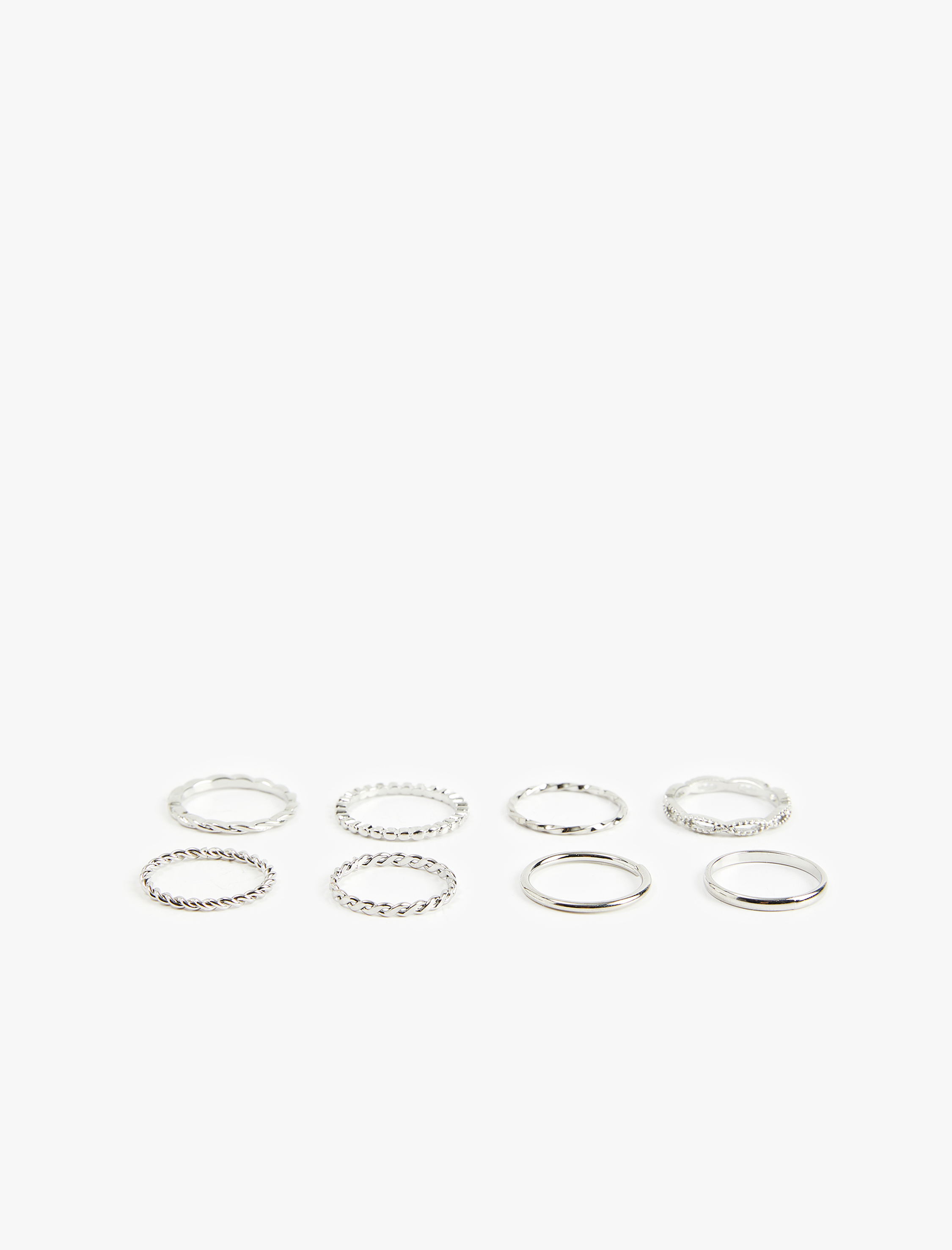  Kadın Burgu Çelik Karışımlı 8'li Yüzük Seti