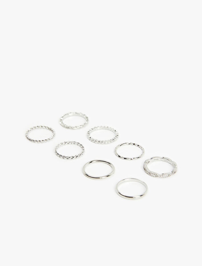 Kadın Burgu Çelik Karışımlı 8'li Yüzük Seti