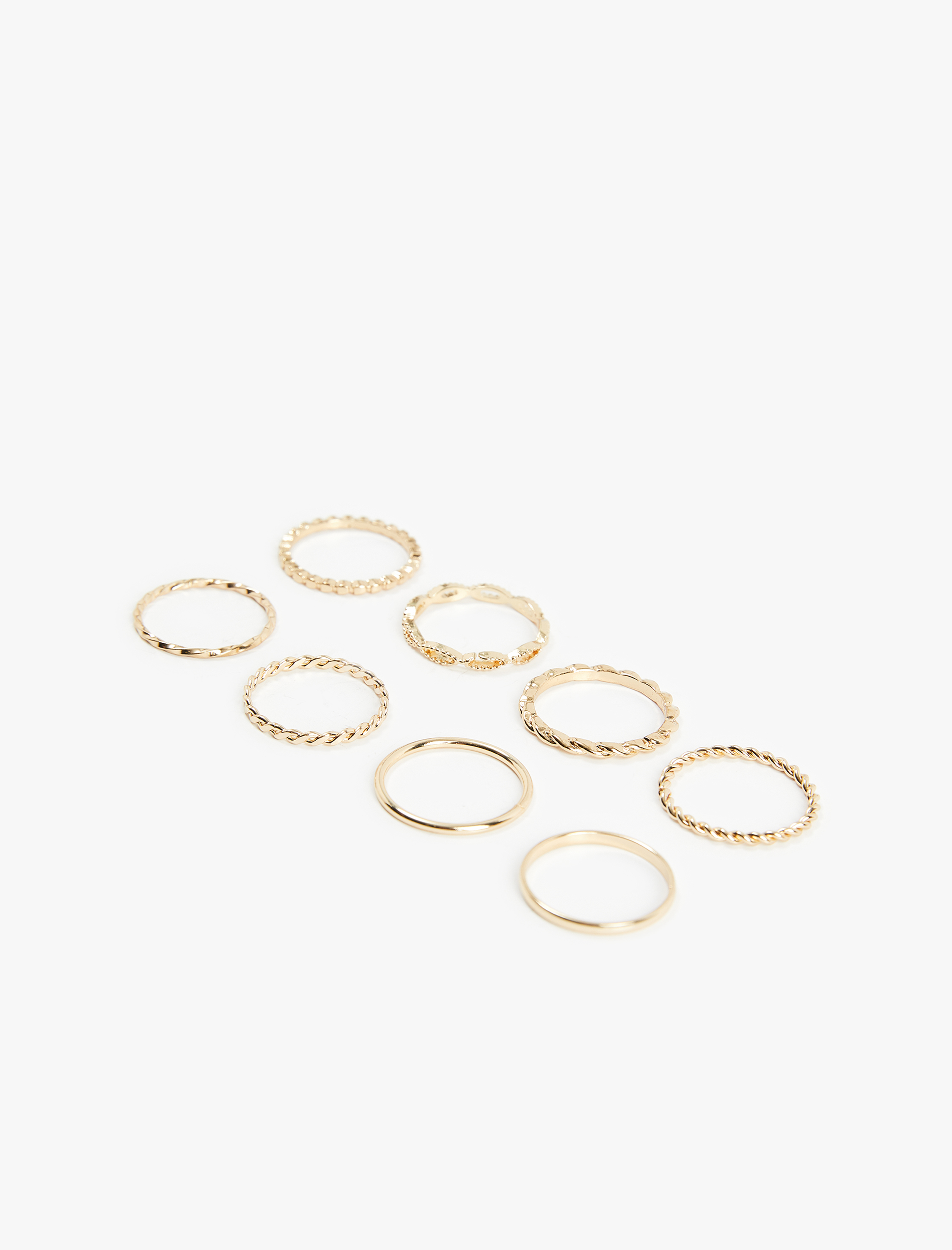  Kadın Burgu Çelik Karışımlı 8'li Yüzük Seti