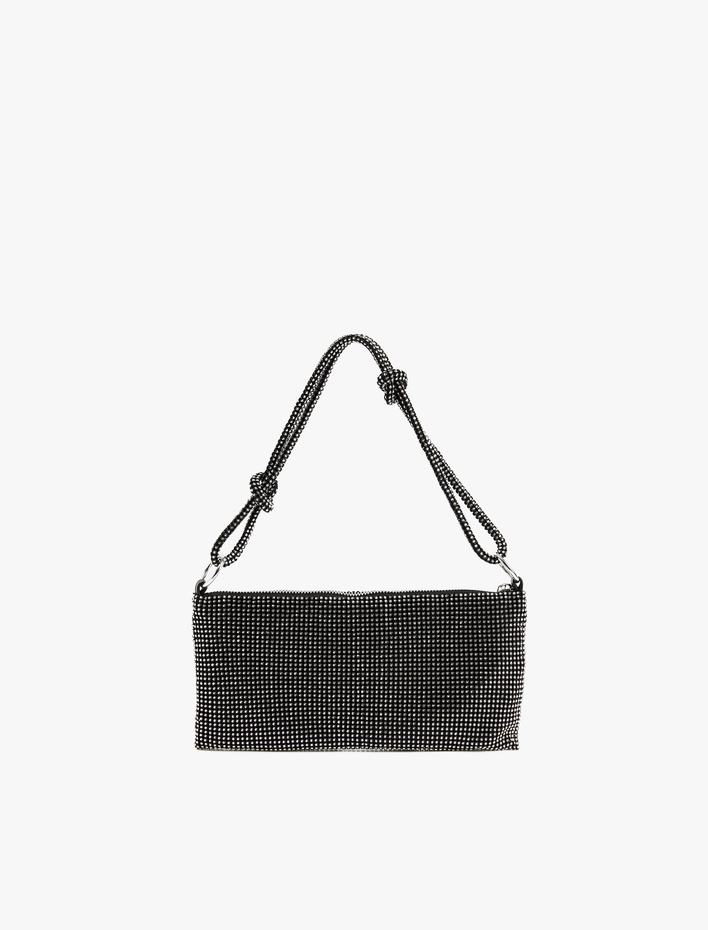 Kadın Fermuarlı Askılı Düğüm Detaylı Taşlı Omuz Çantası - Koton X Sibil Çetinkaya