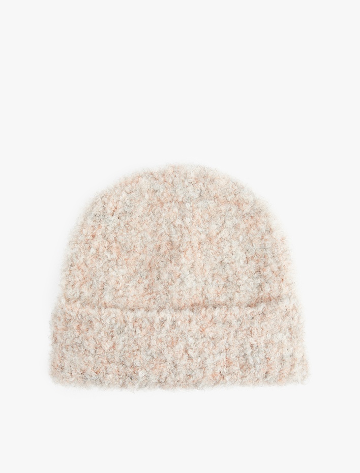 Kadın Yün Karışımlı Katlı Kırçıllı Örgü Bere