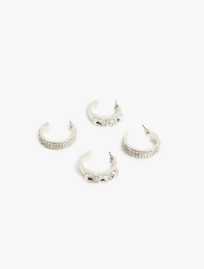 Kadın 2'li taşlı Halka Küpe Seti - Koton X Sibil Çetinkaya