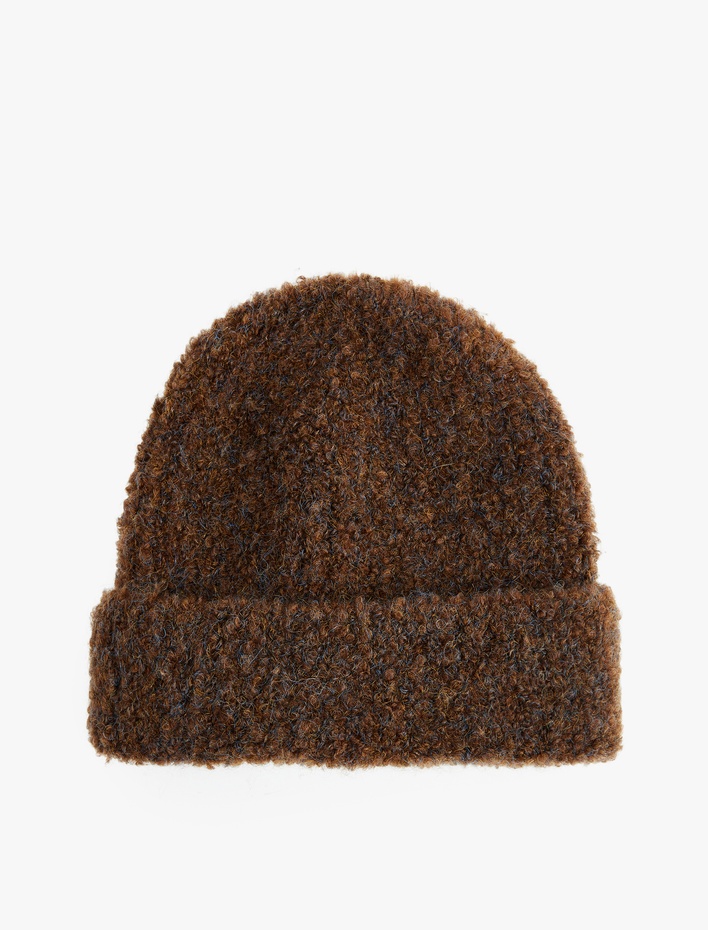 Kadın Yün Karışımlı Katlı Kırçıllı Örgü Bere