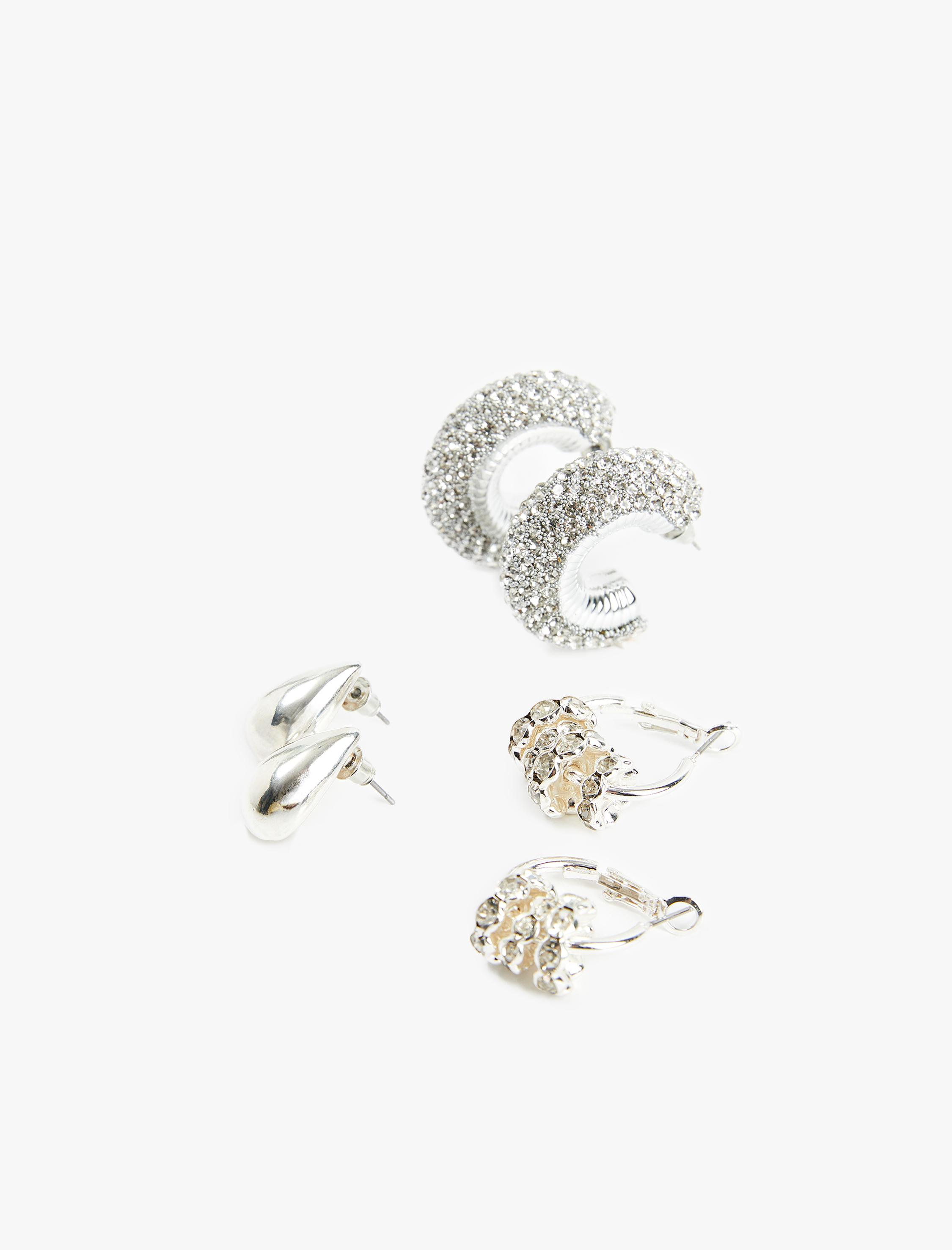  Kadın 3'lü Taşlı Halka ve Damla Küpe Seti - Koton X Sibil Çetinkaya