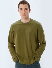 Bisiklet Yaka Sweatshirt Basic Uzun Kollu