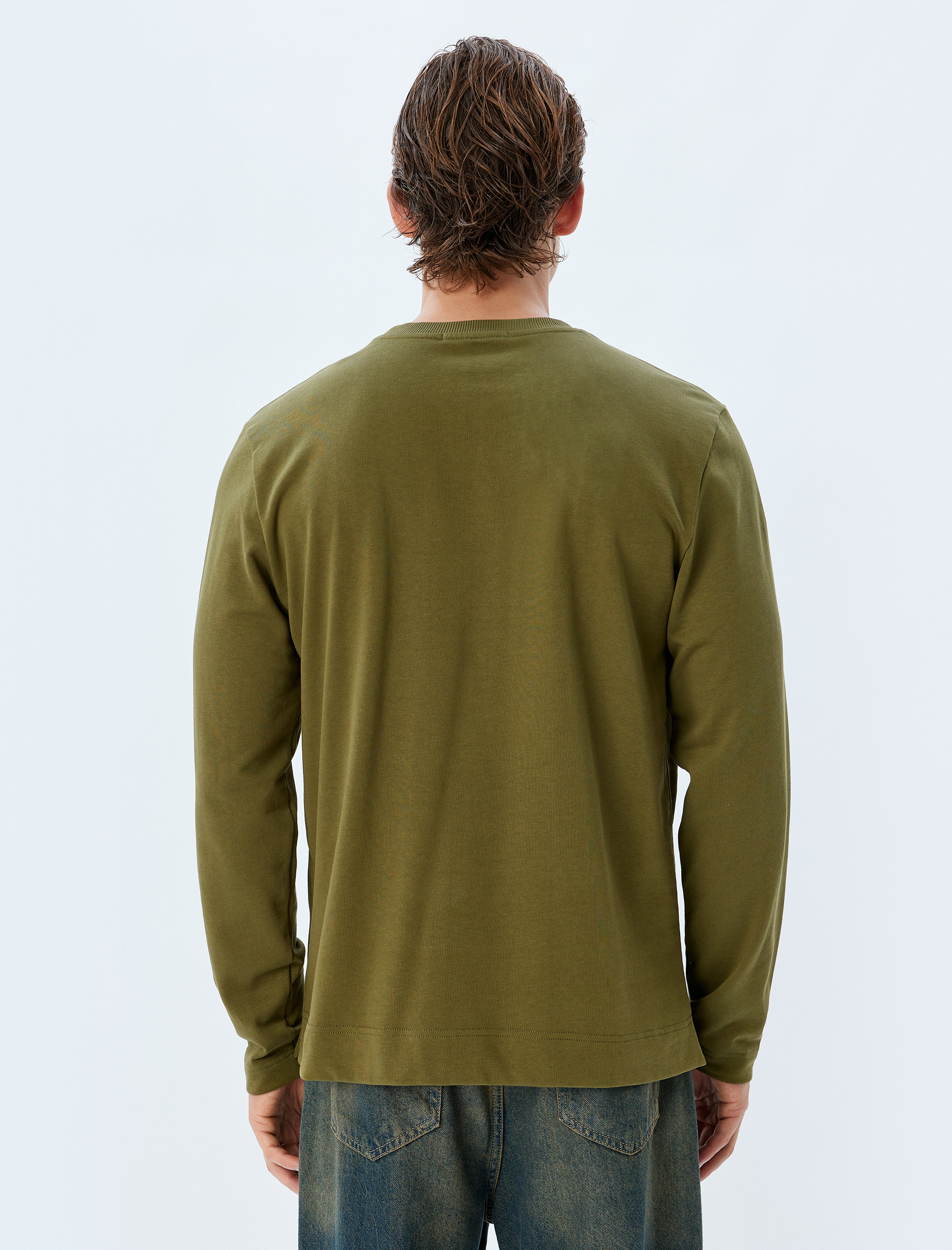   Bisiklet Yaka Sweatshirt Basic Uzun Kollu