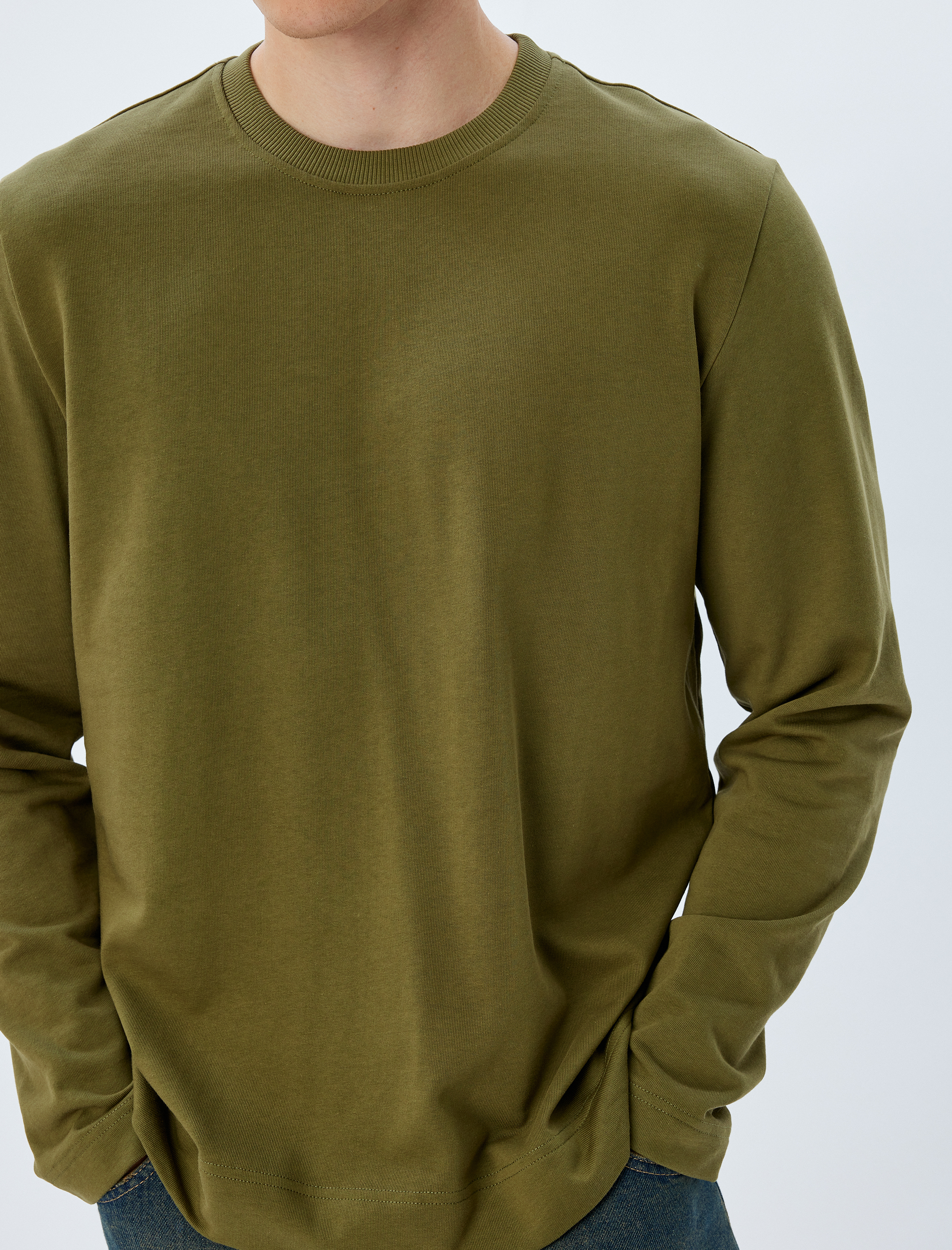   Bisiklet Yaka Sweatshirt Basic Uzun Kollu