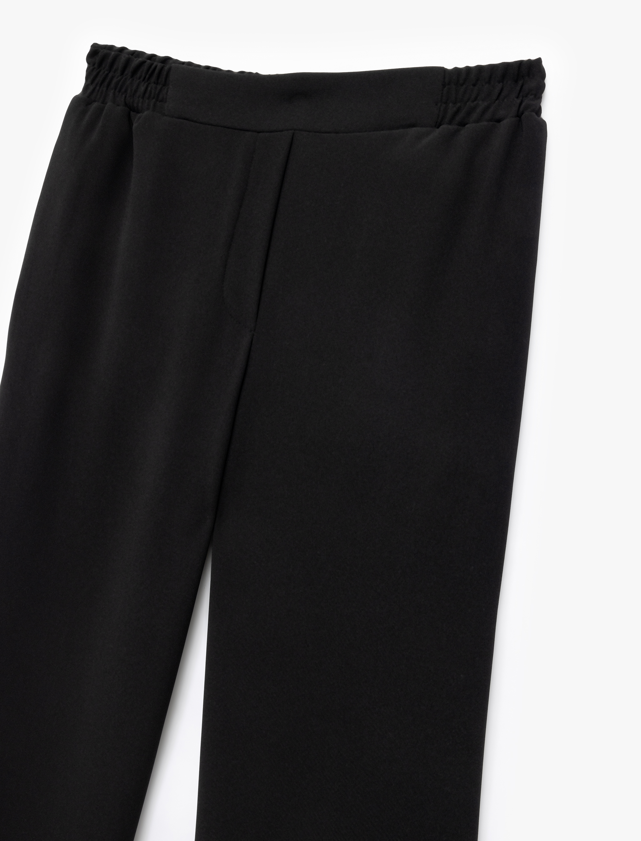 Krep Kumaş Beli Lastikli Düz Bol Paça Pantolon