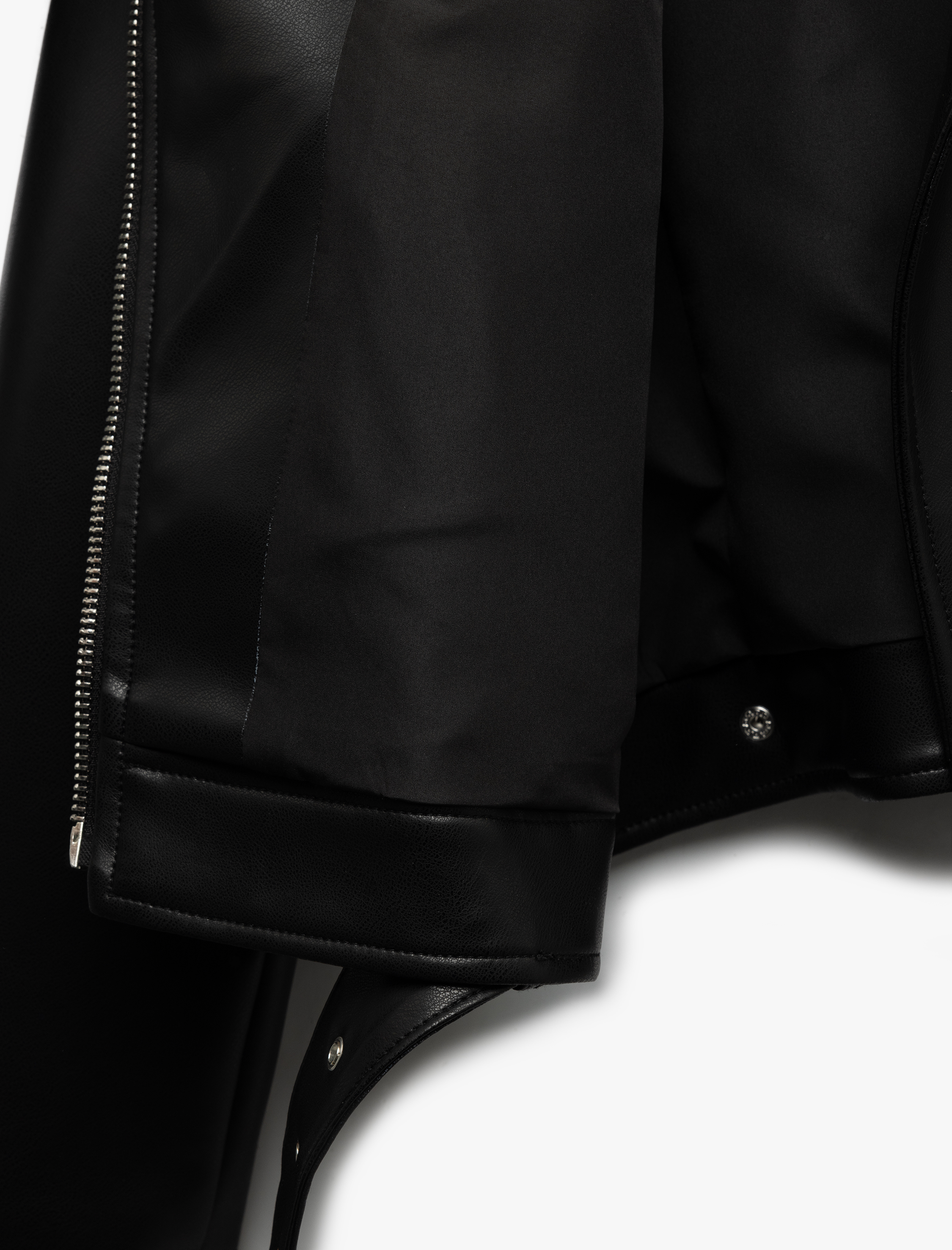   Cepli Uzun Kollu Fermuarlı Kruvaze Suni Deri Biker Ceket