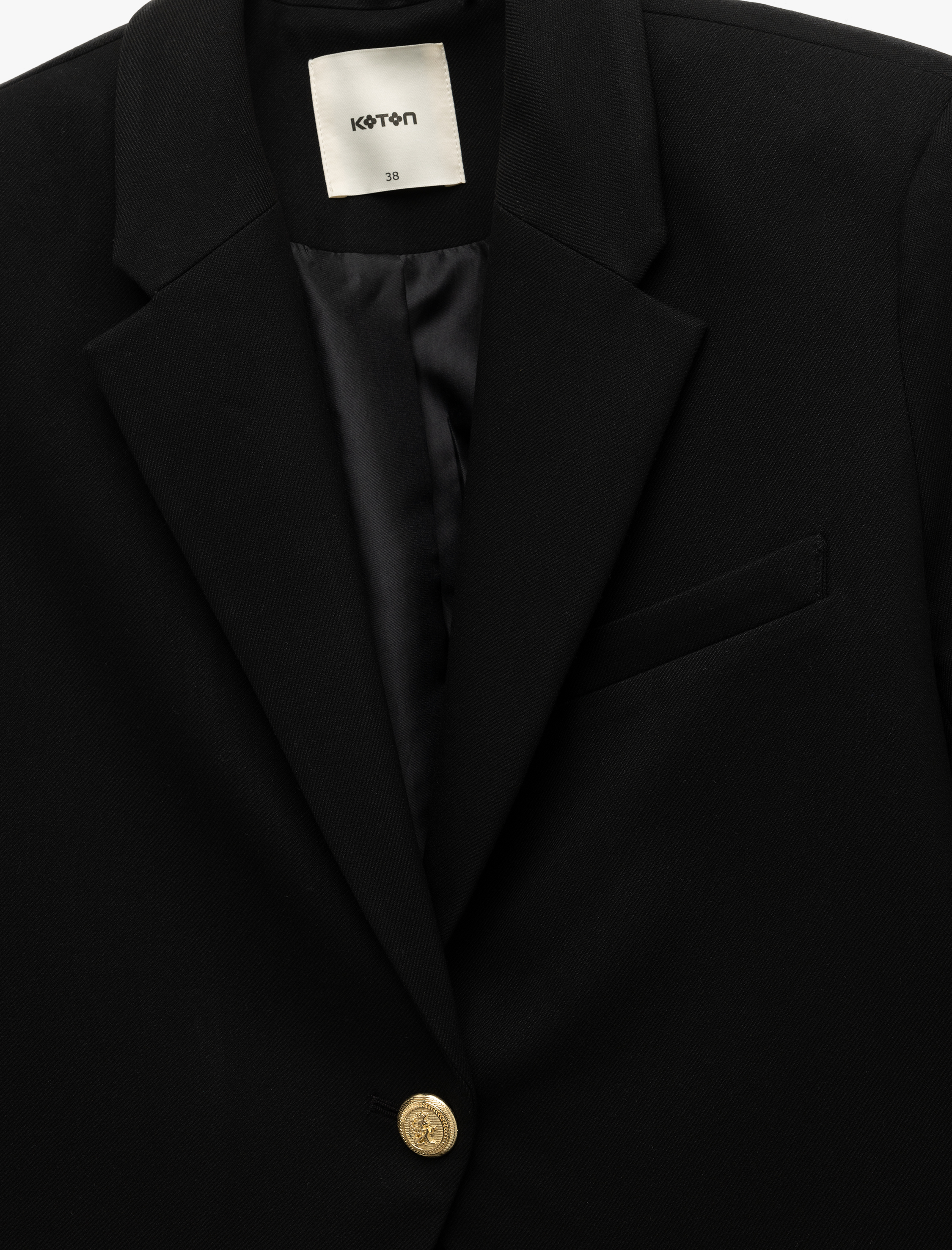   Kruvaze Uzun Kollu Crop Blazer Ceket