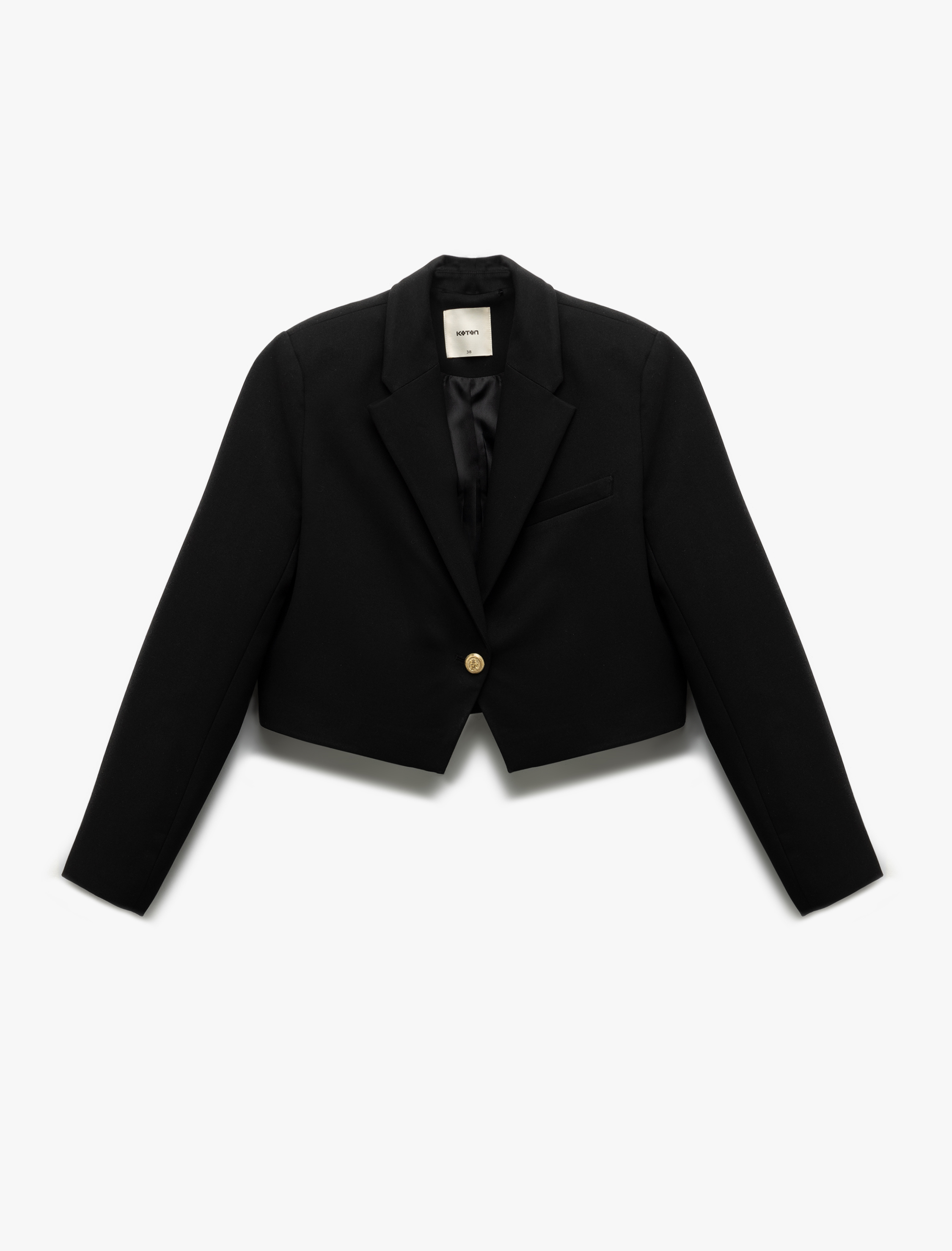   Kruvaze Uzun Kollu Crop Blazer Ceket