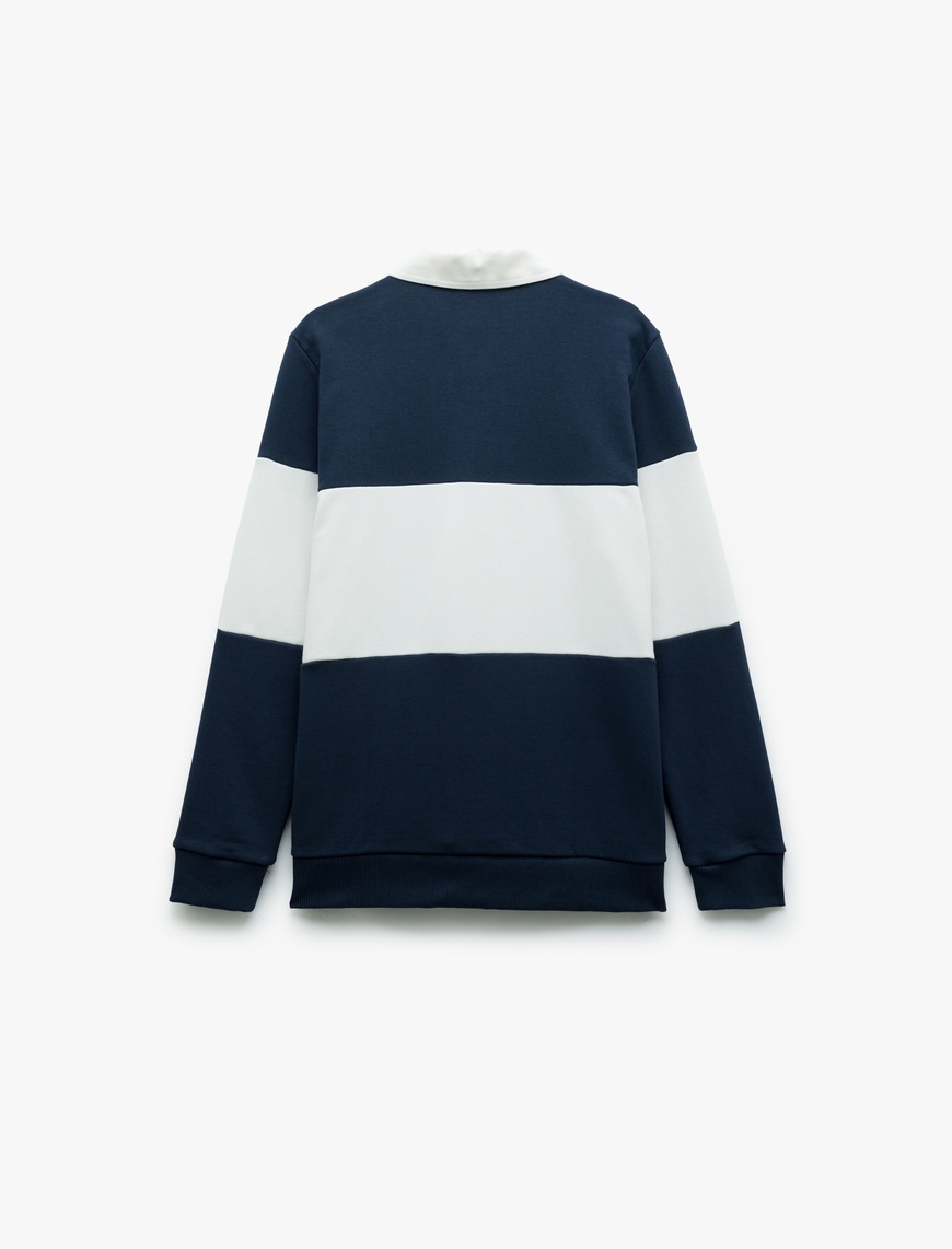   Uzun Kollu Şardonlu Renk Bloklu Polo Yaka Lisanslı Yale Sweatshirt