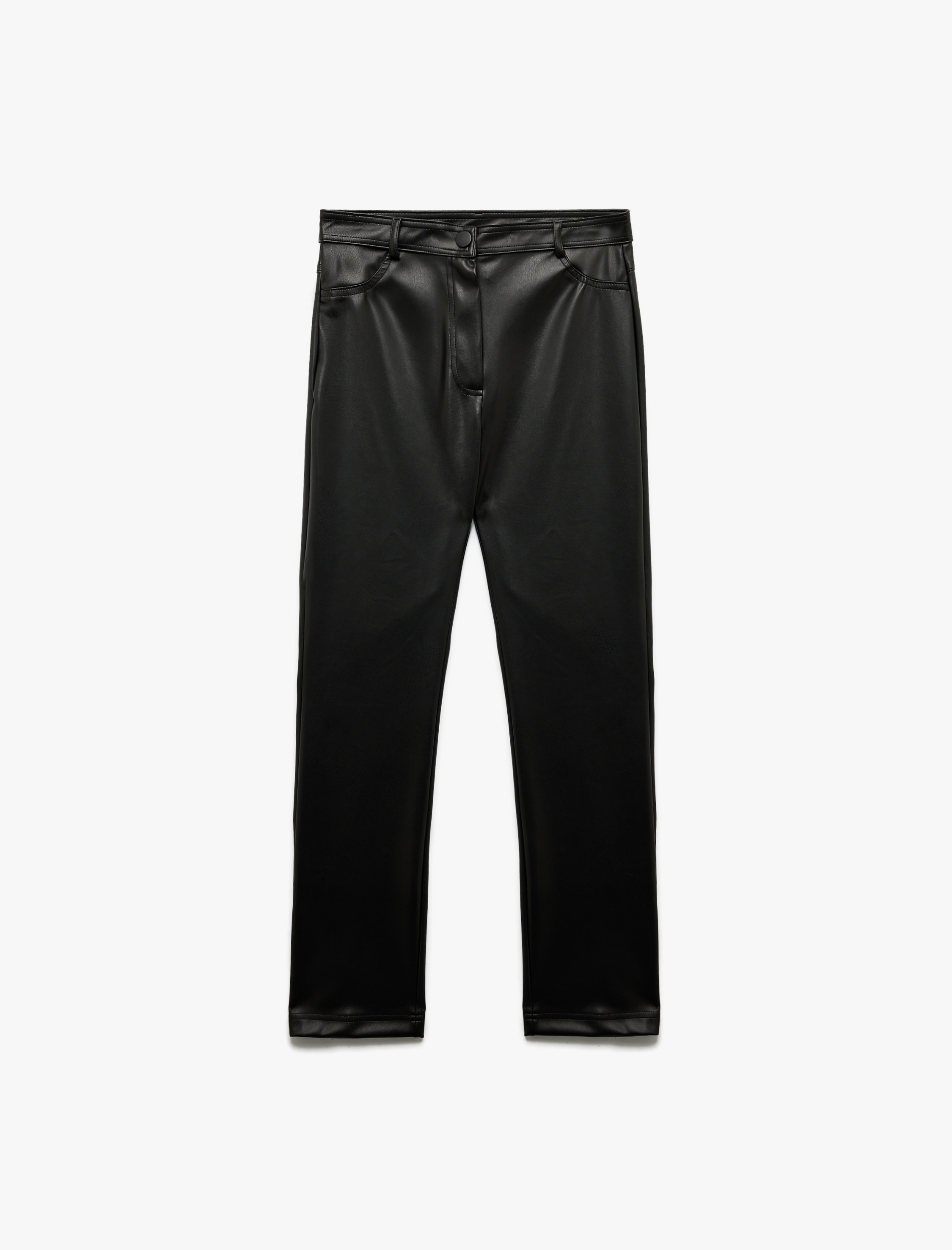   Normal Bel Slim Fit Cepli Suni Deri Pantolon