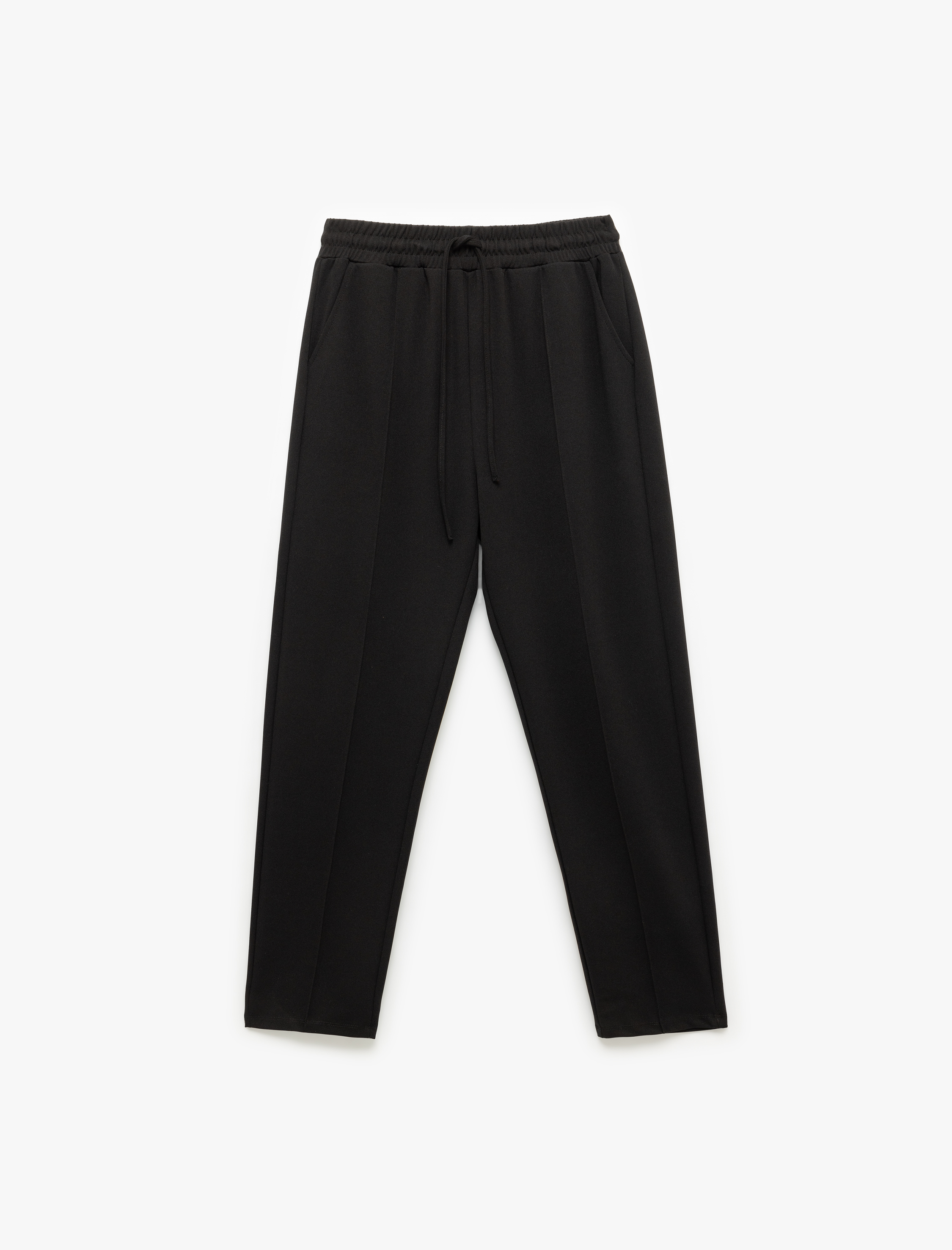   Beli Bağcıklı Krep Scuba Kumaş Cepli Nervürlü Havuç Kesim Pantolon