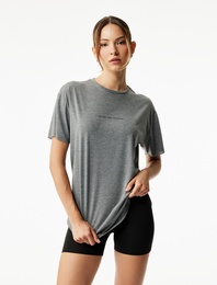 Bisiklet Yaka Kısa Kollu Baskılı Oversize Spor Tişört