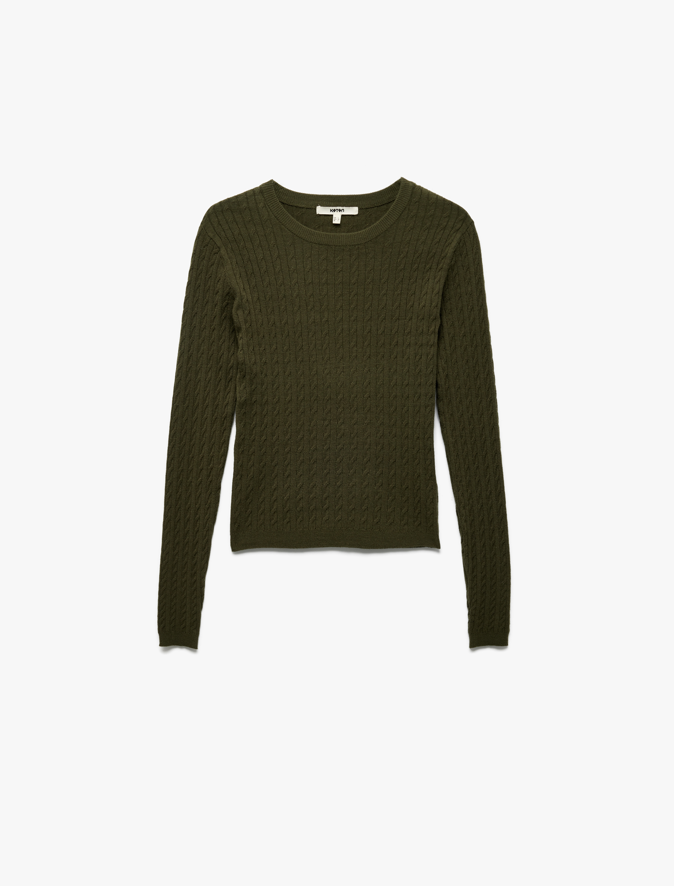   Uzun Kollu Bisiklet Yaka Saç Örgü Triko Kazak