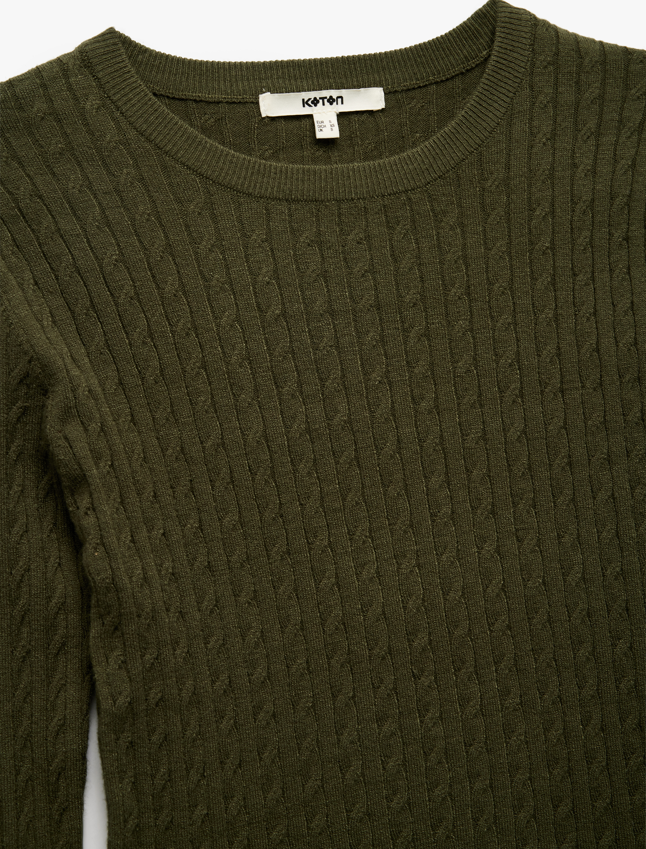   Uzun Kollu Bisiklet Yaka Saç Örgü Triko Kazak