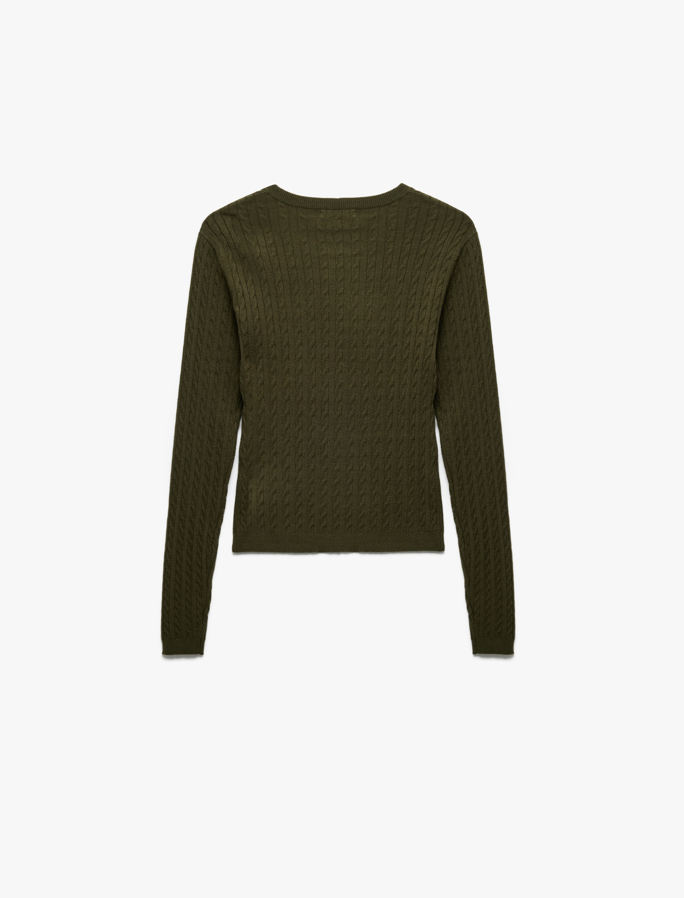   Uzun Kollu Bisiklet Yaka Saç Örgü Triko Kazak