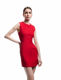 Yuvarlak Yaka A Kesim Kolsuz Mini Elbise