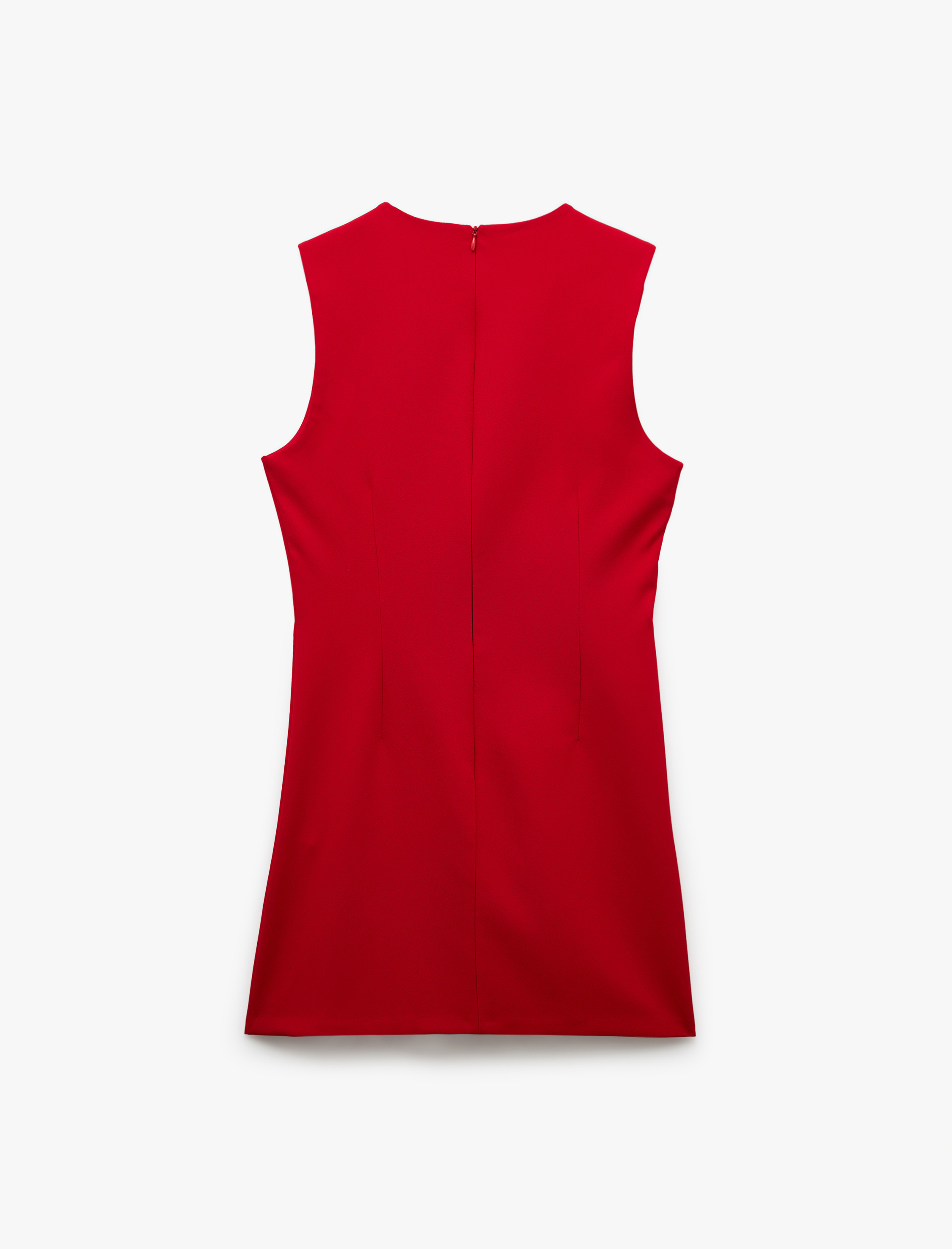   Yuvarlak Yaka A Kesim Kolsuz Mini Elbise