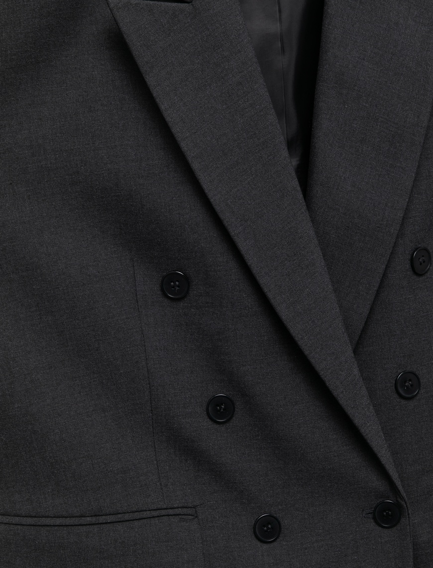   Astarlı Cepli Kruvaze Düğmeli Kolsuz Uzun Blazer Yelek