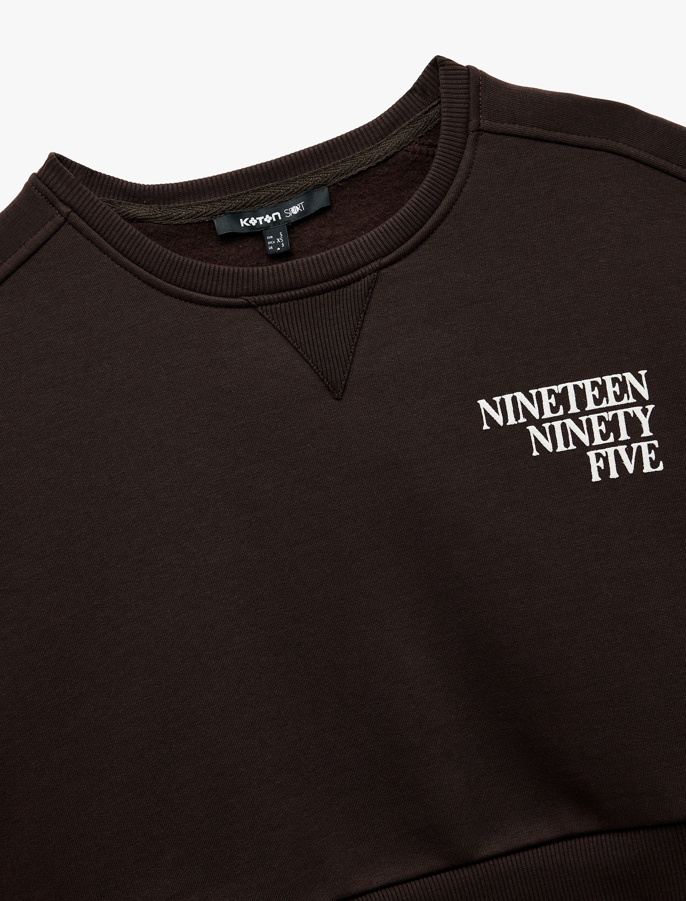   Baskılı Uzun Kollu Bisiklet Yaka Şardonlu Oversize Crop Sweatshirt