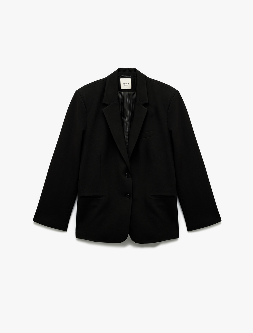   Cepli Düğmeli Kruvaze Uzun Kollu Blazer Ceket
