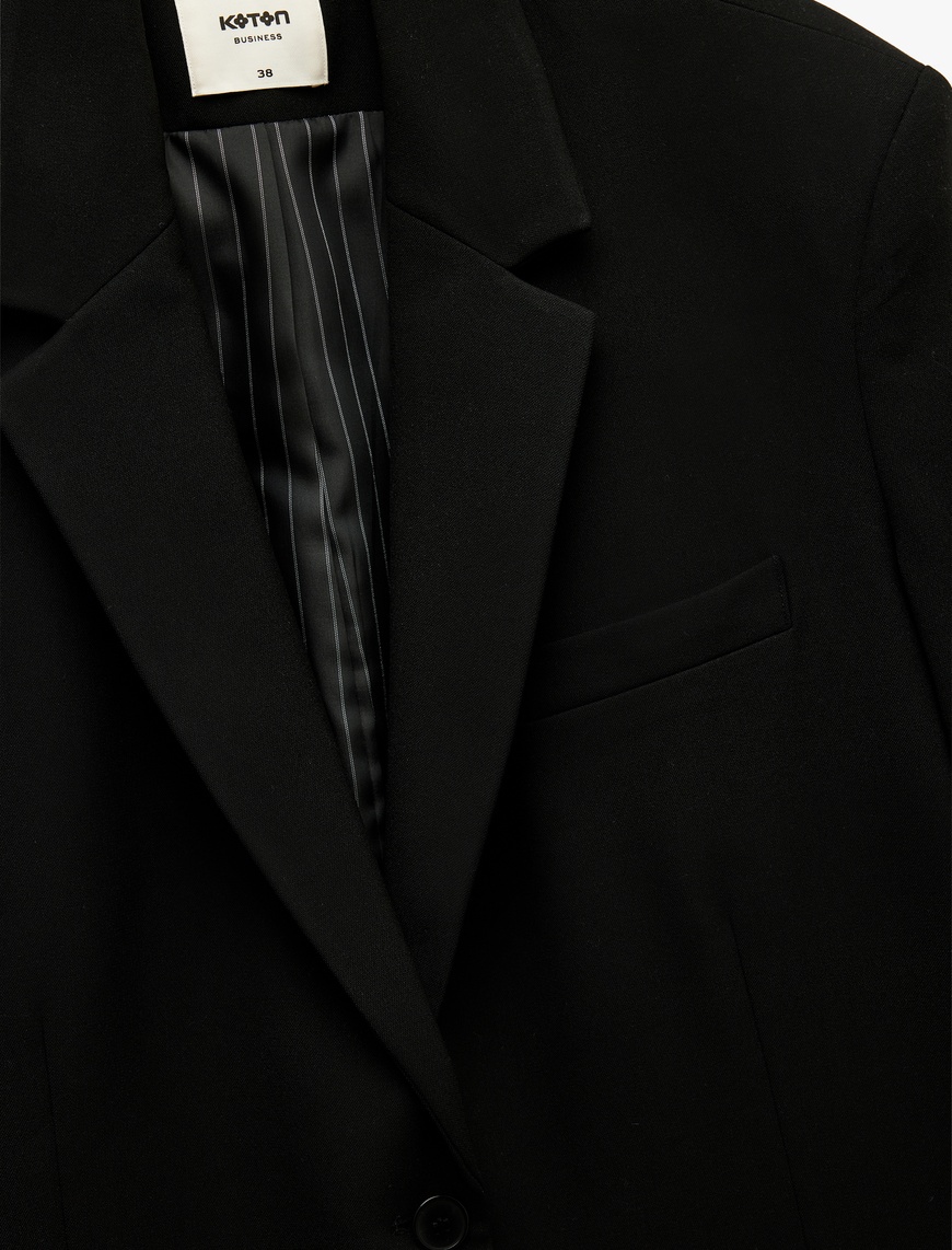   Cepli Düğmeli Kruvaze Uzun Kollu Blazer Ceket