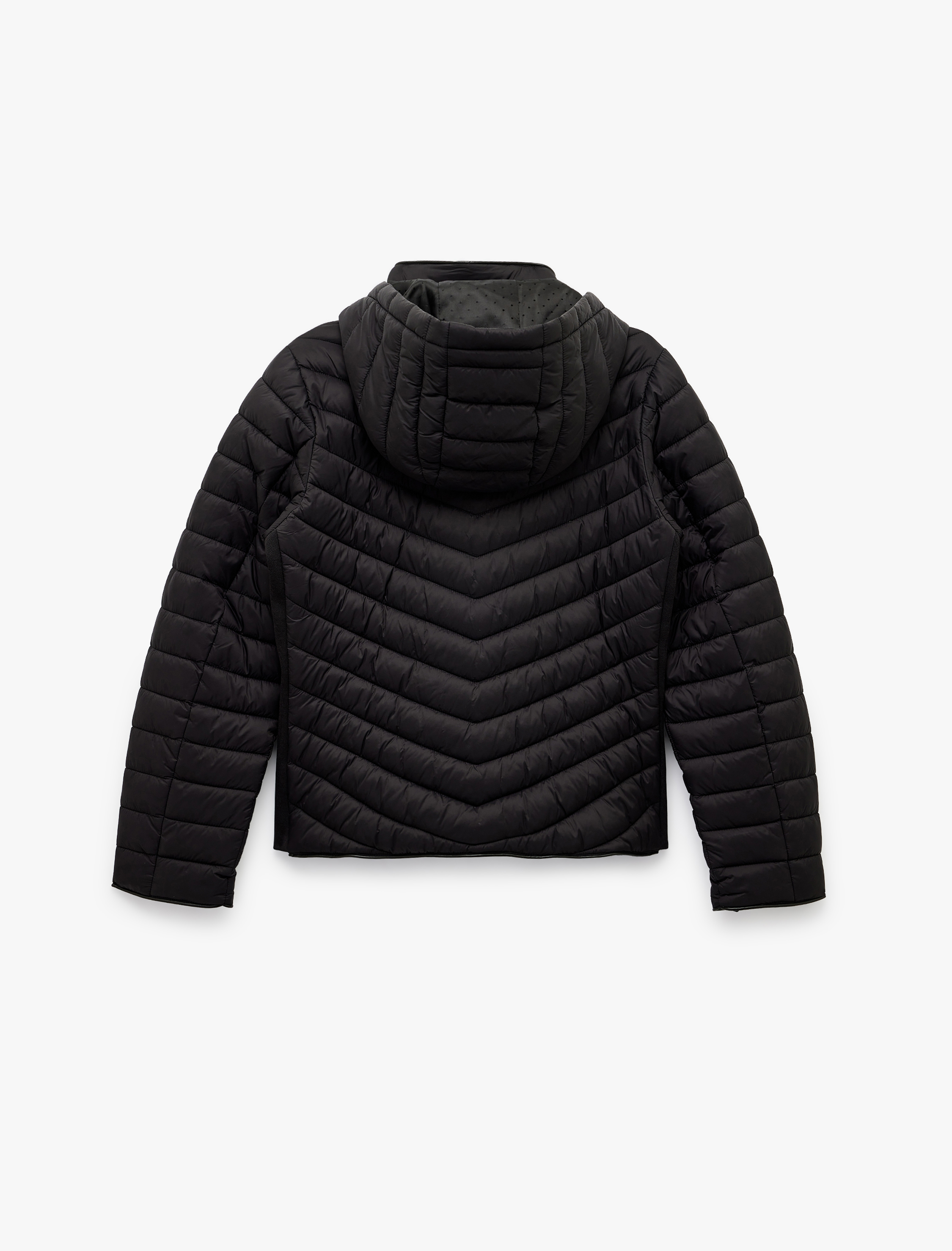   Uzun Kollu Cepli Fermuarlı Su İtici Kapüşonlu Şişme Mont