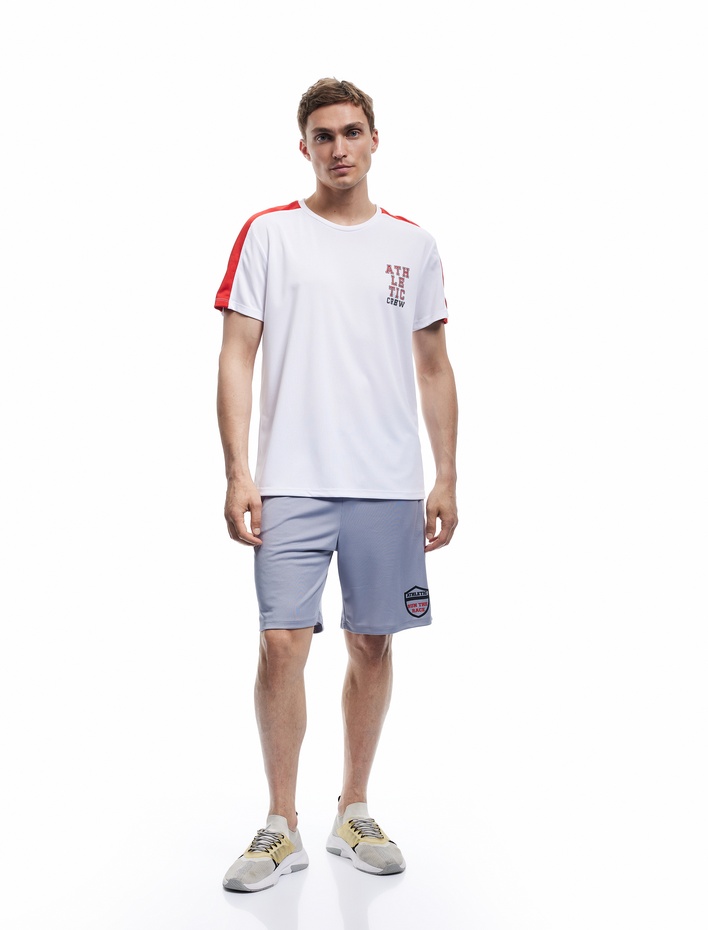  Baskılı Fermuarlı Cep Detaylı Beli Bağcıklı Spor Şort