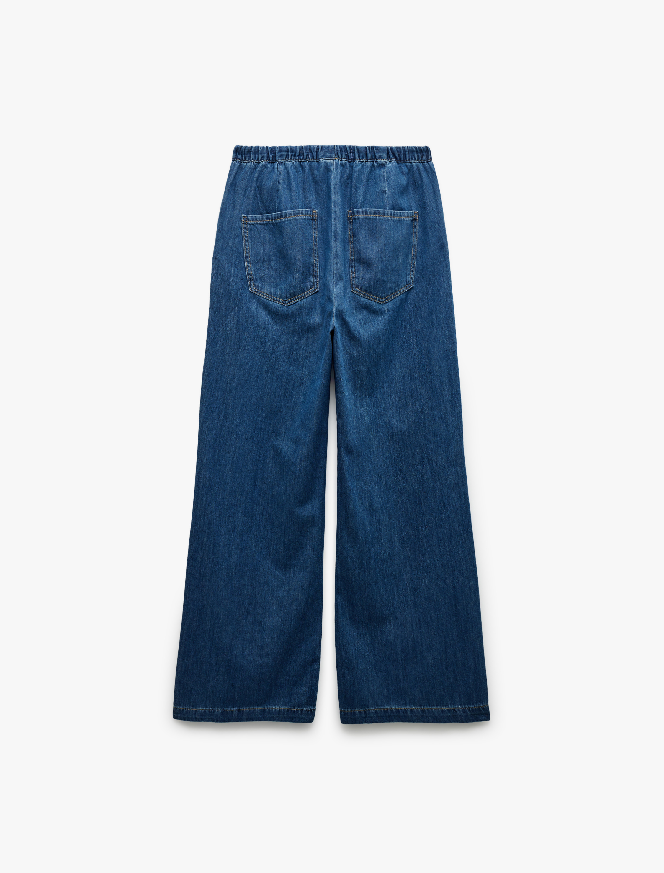   Beli Bağcıklı Pamuklu Düz Paça Cepli Jean Pantolon - Straight Jeans