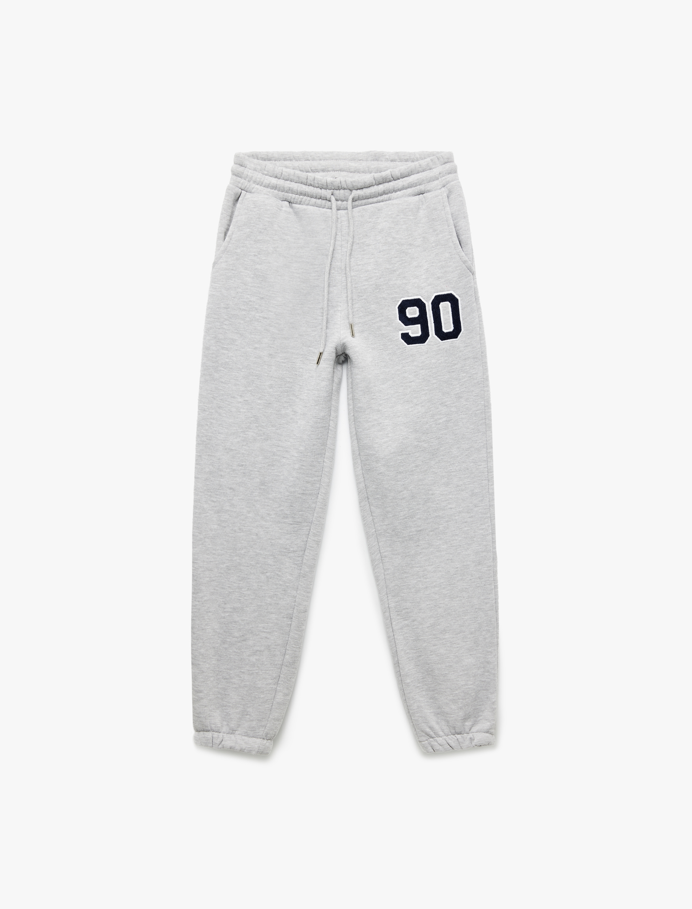   Üç İplik Şardonlu Nakışlı Cepli Beli Bağcıklı Jogger Eşofman Altı