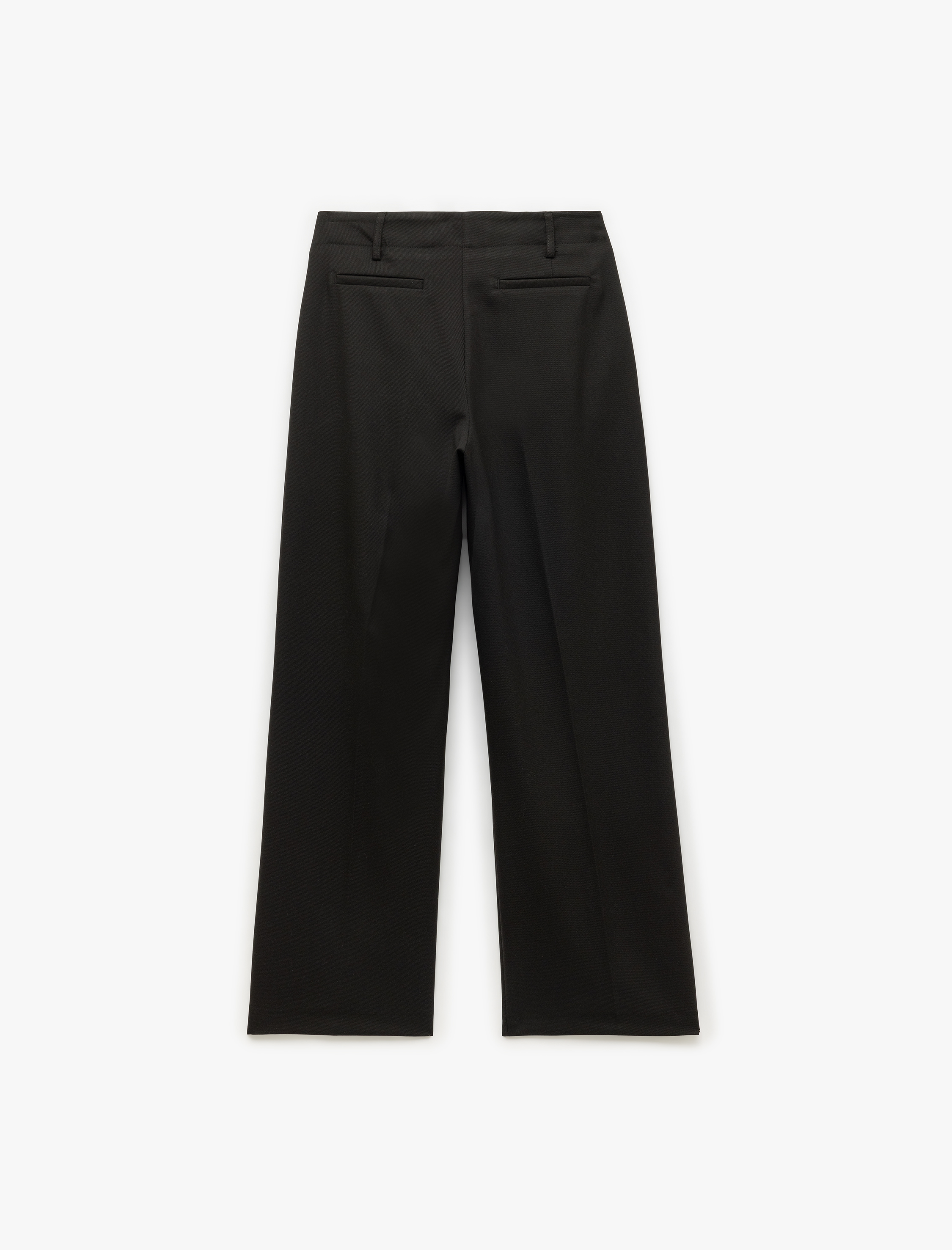   Rahat Kalıp Yüksek Bel Cepli Geniş Paça Kumaş Pantolon