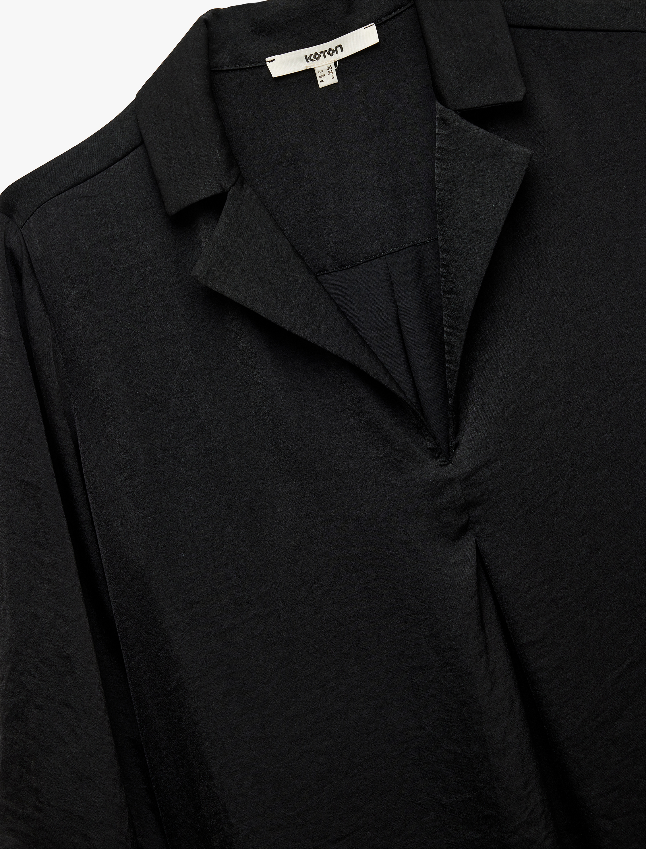   Ceket Yaka Katlama Detaylı 3/4 Kollu Saten Bluz