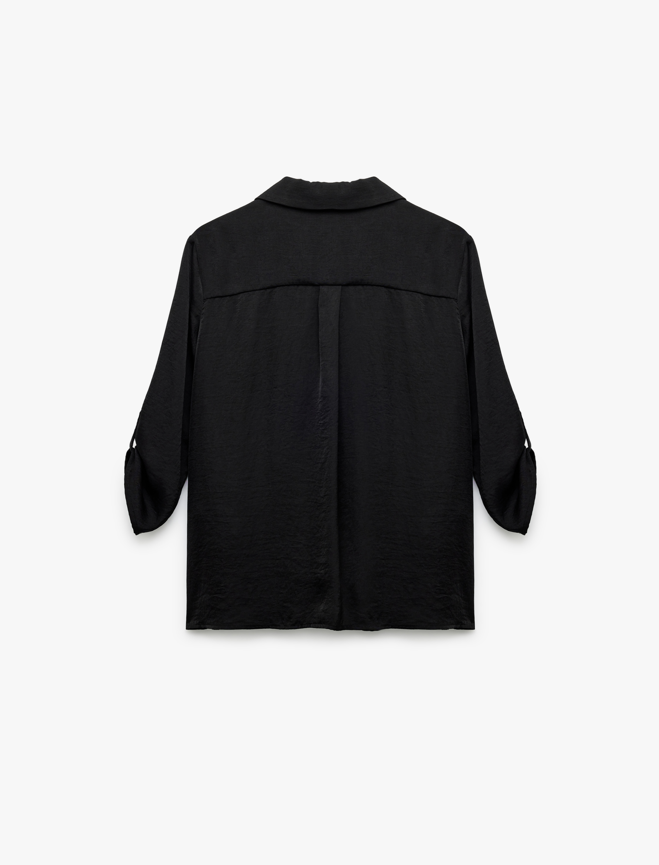   Ceket Yaka Katlama Detaylı 3/4 Kollu Saten Bluz