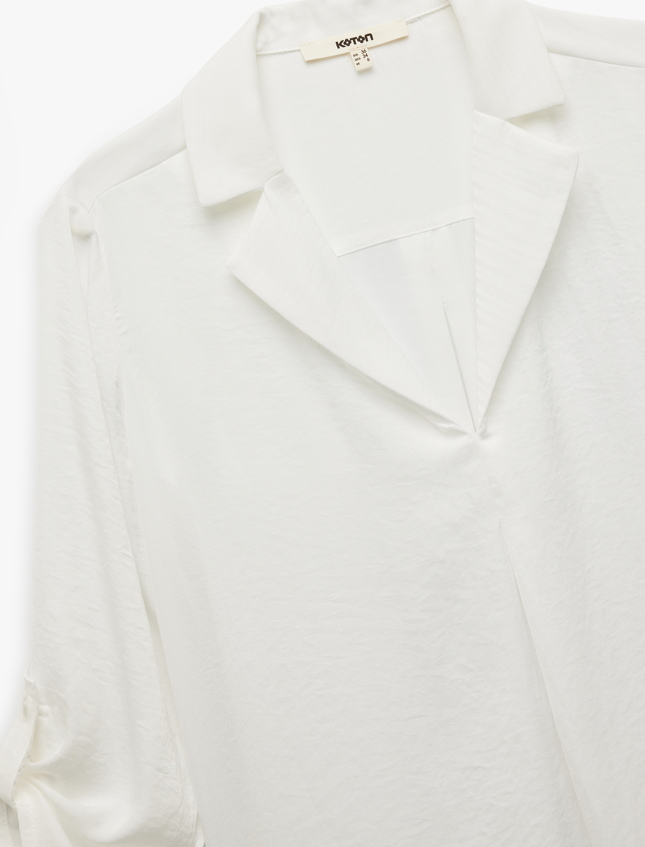   Ceket Yaka Katlama Detaylı 3/4 Kollu Saten Bluz