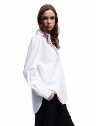 Rahat Kalıp Pamuklu Klasik Yaka Uzun Kollu Poplin Gömlek