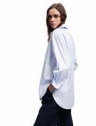 Rahat Kalıp Pamuklu Klasik Yaka Uzun Kollu Poplin Gömlek