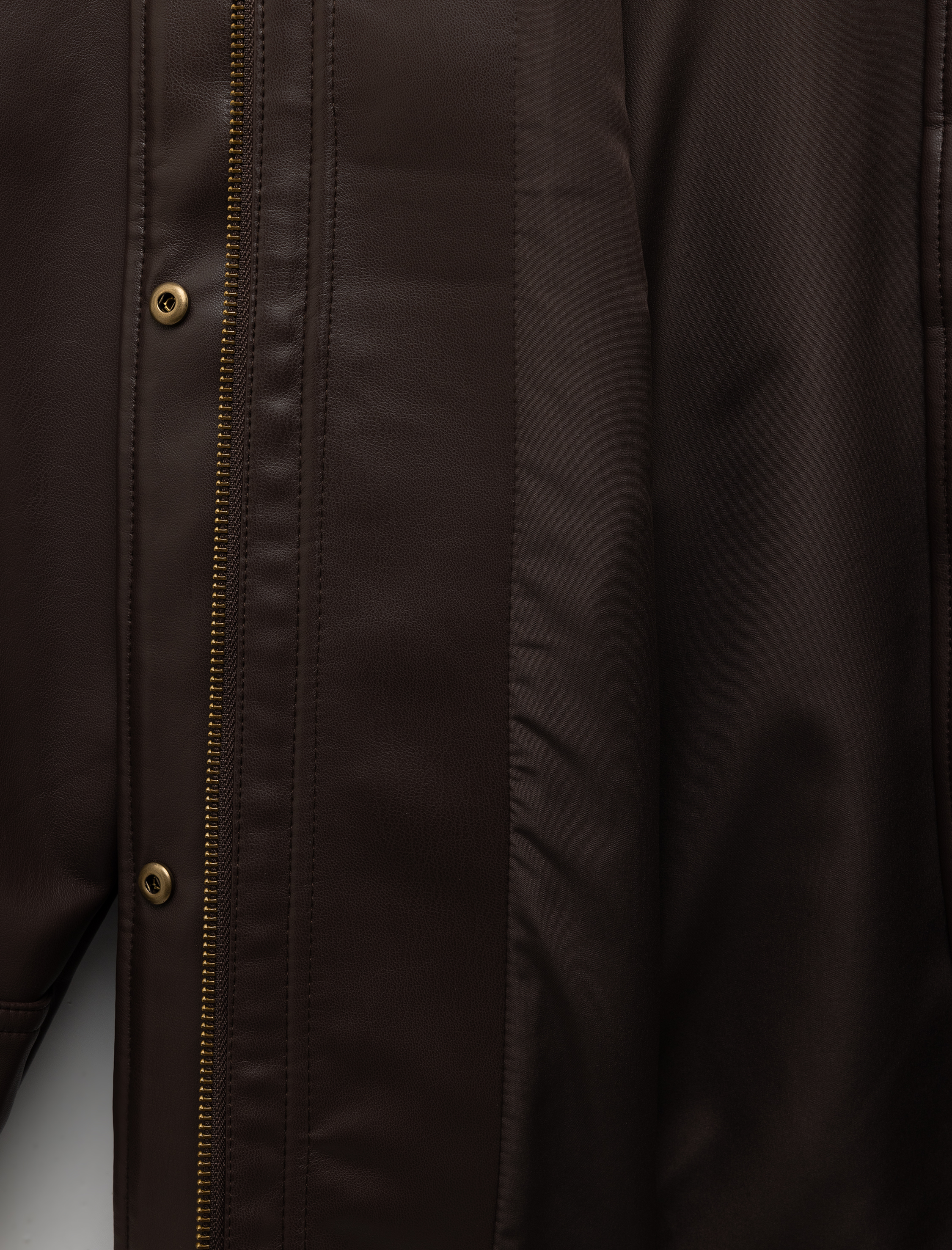   Rüzgar Kapak Detaylı Cepli Kemerli Uzun Kollu Suni Deri Ceket