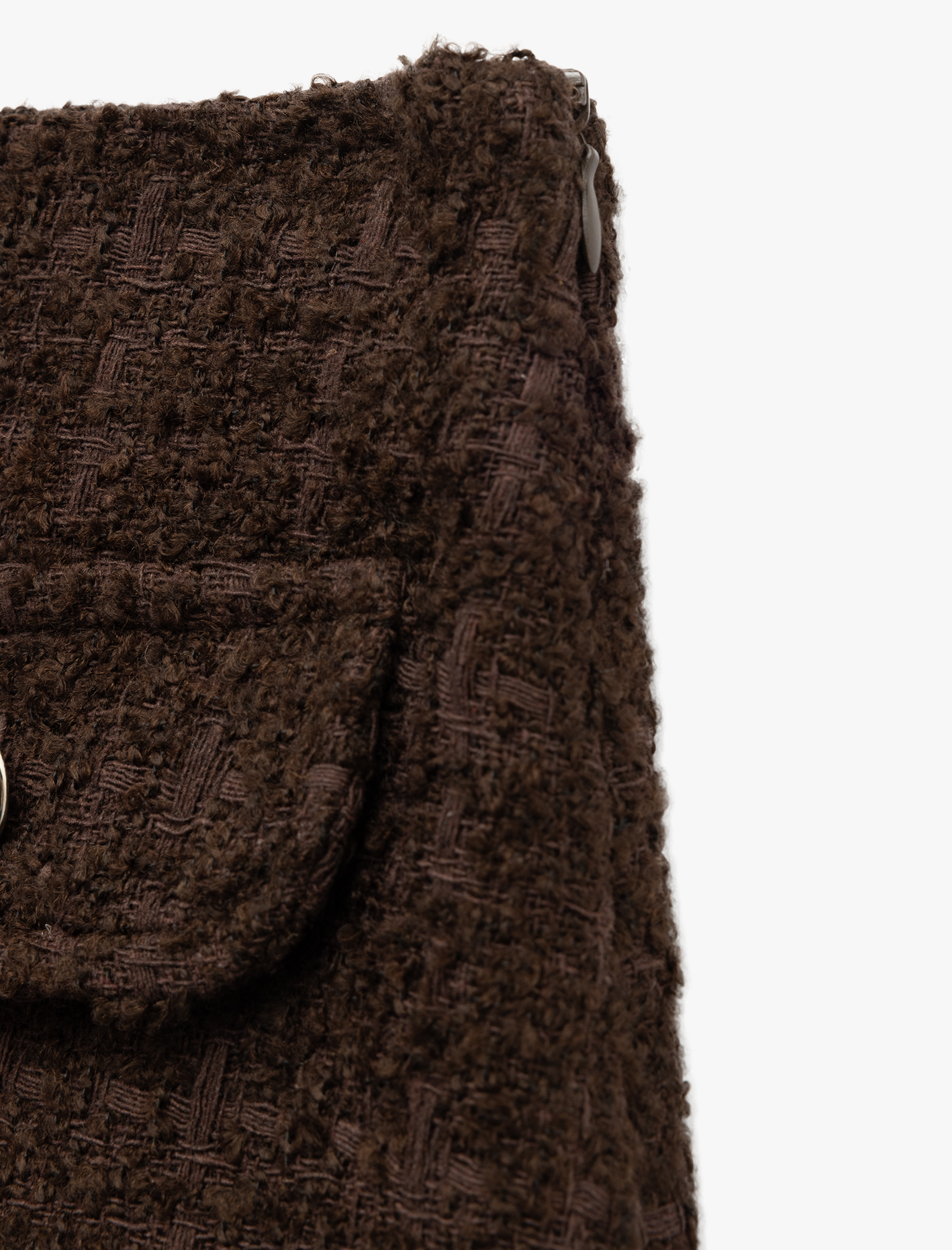   Aplike Detaylı Kareli Yüksek Bel Mini Tüvit Etek