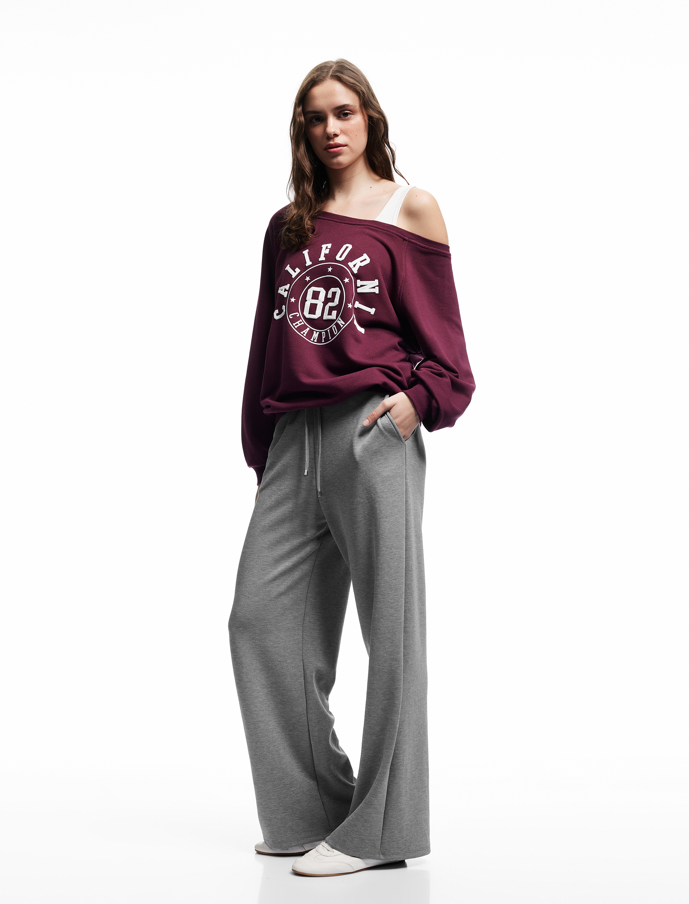   Regular Fit Modal Karışımlı Cepli Beli Bağlamalı Düz Bol Paça Eşofman Altı