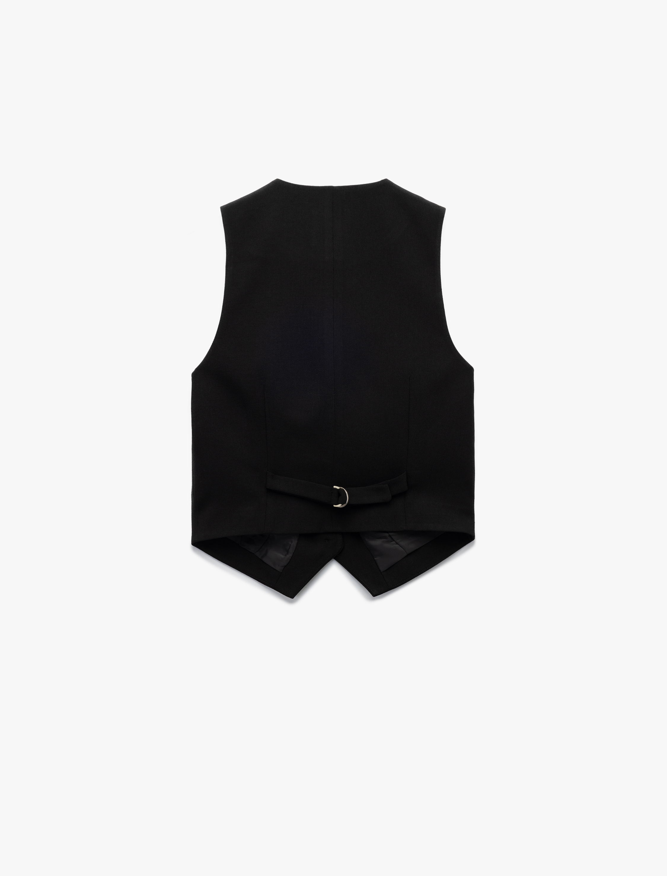   Krep Kumaş Astarlı V Yaka Düğmeli Blazer Yelek