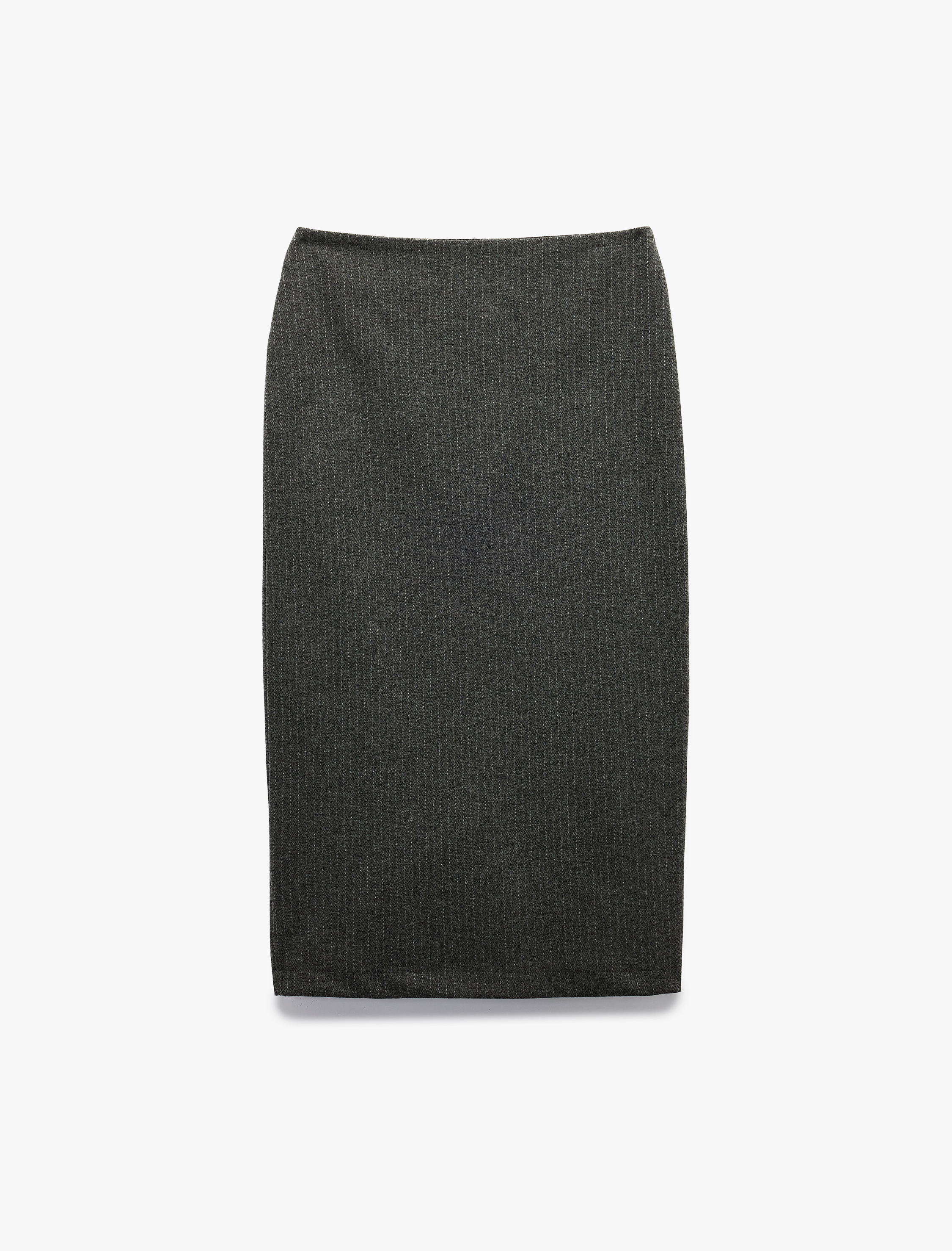   Parıltılı Metalik İplik Detaylı Slim Fit Yırtmaç Detaylı Midi Boy Kalem Etek