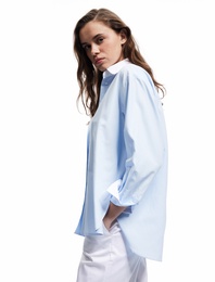 Rahat Kalıp Kalça Boy Klasik Yaka Uzun Kollu Gömlek