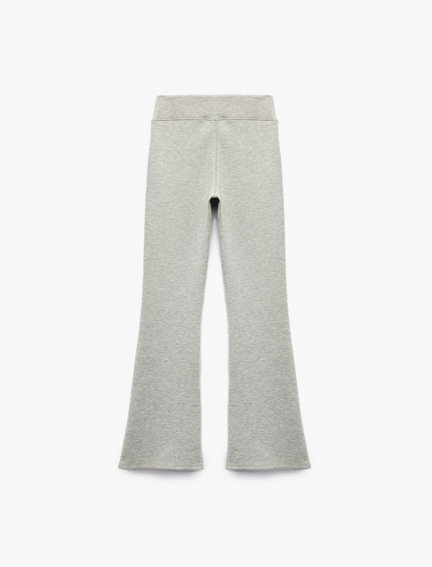   Slim Fit Paçaları Yandan Yırtmaç Detaylı İspanyol Paça Tayt