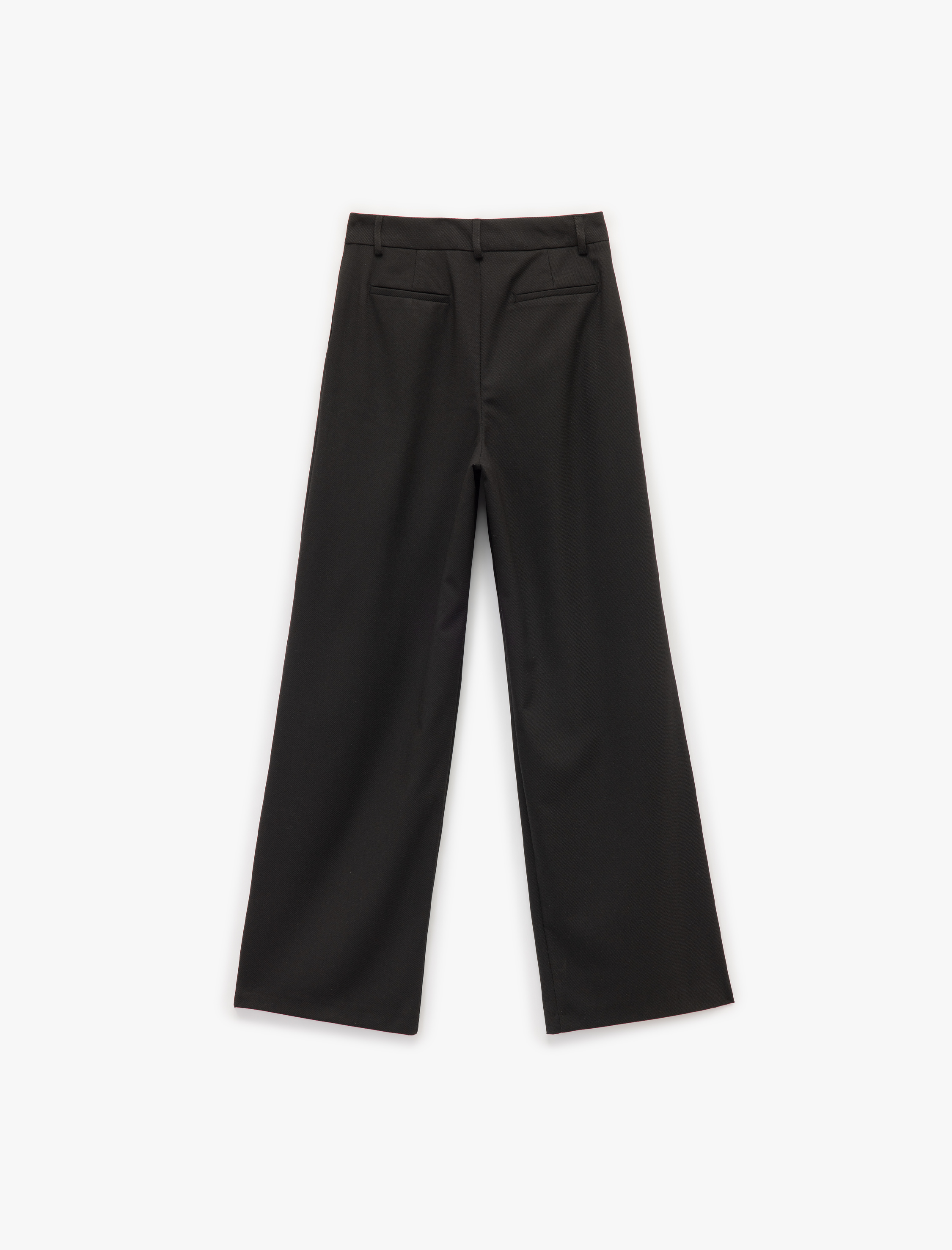   Pile Detaylı Cepli Düz Geniş Paça Palazzo Pantolon