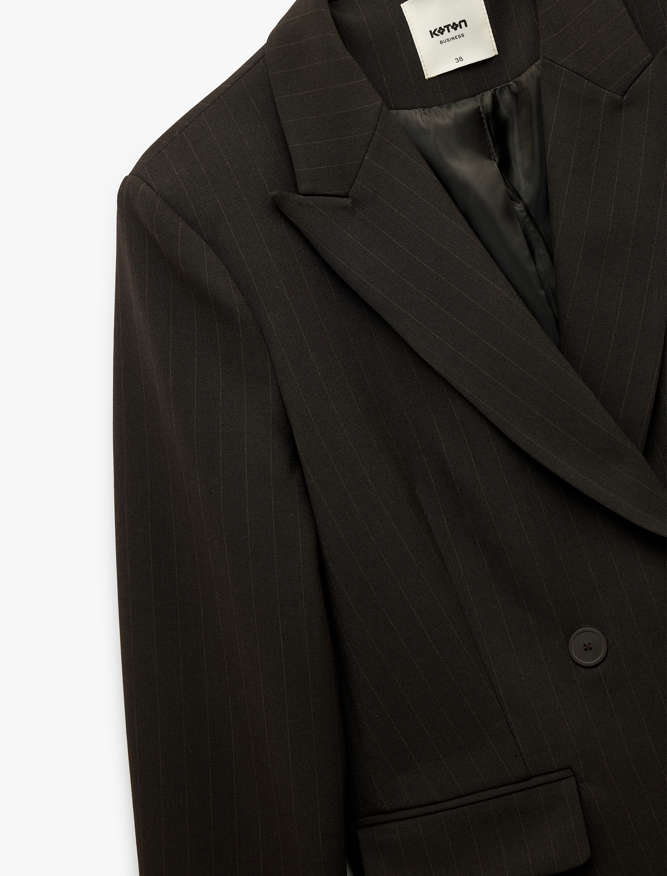   Kapaklı Çift Cepli Uzun Kollu Kruvaze Blazer Ceket