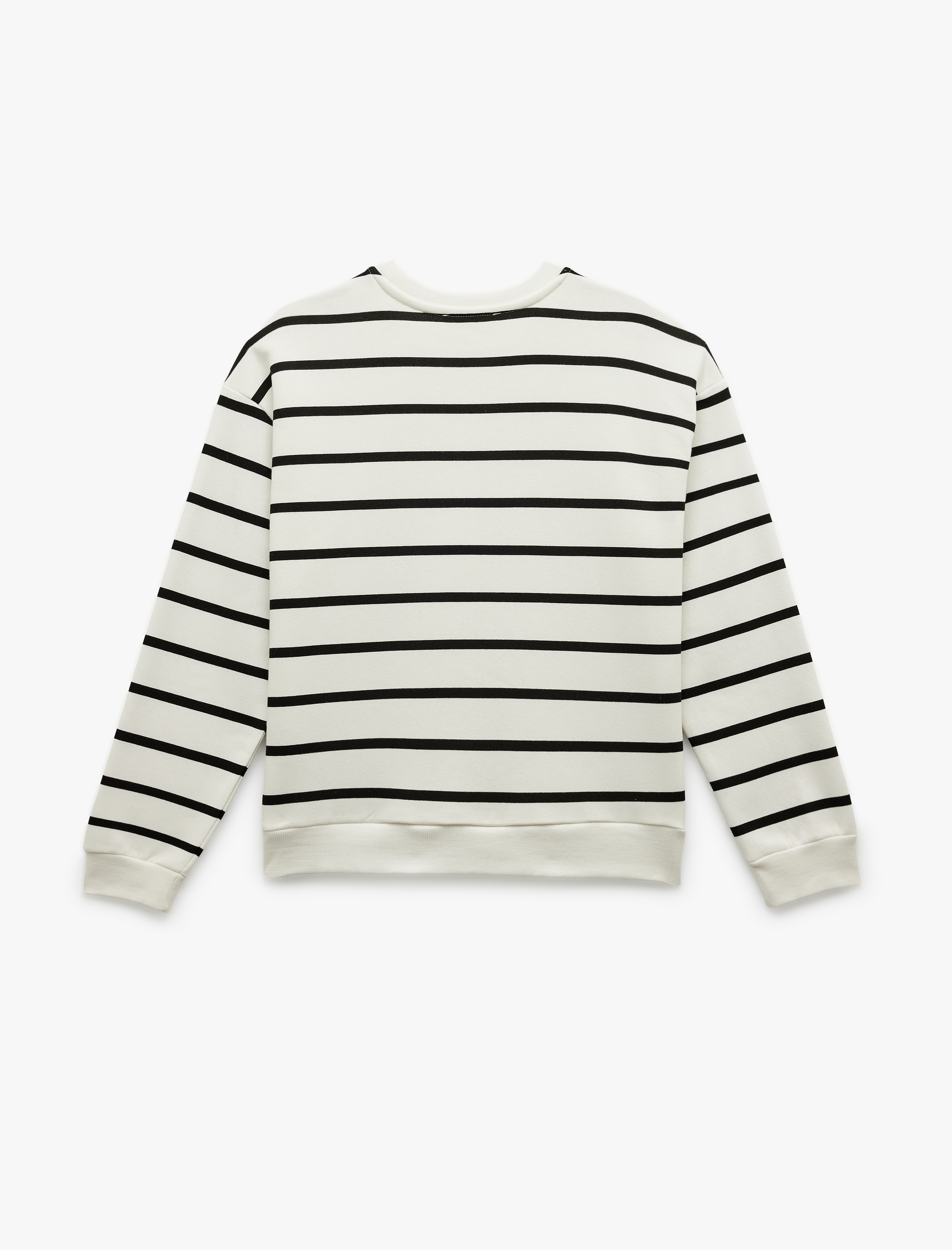   Üç İplik Şardonlu Uzun Kollu Bisiklet Yaka Sweatshirt