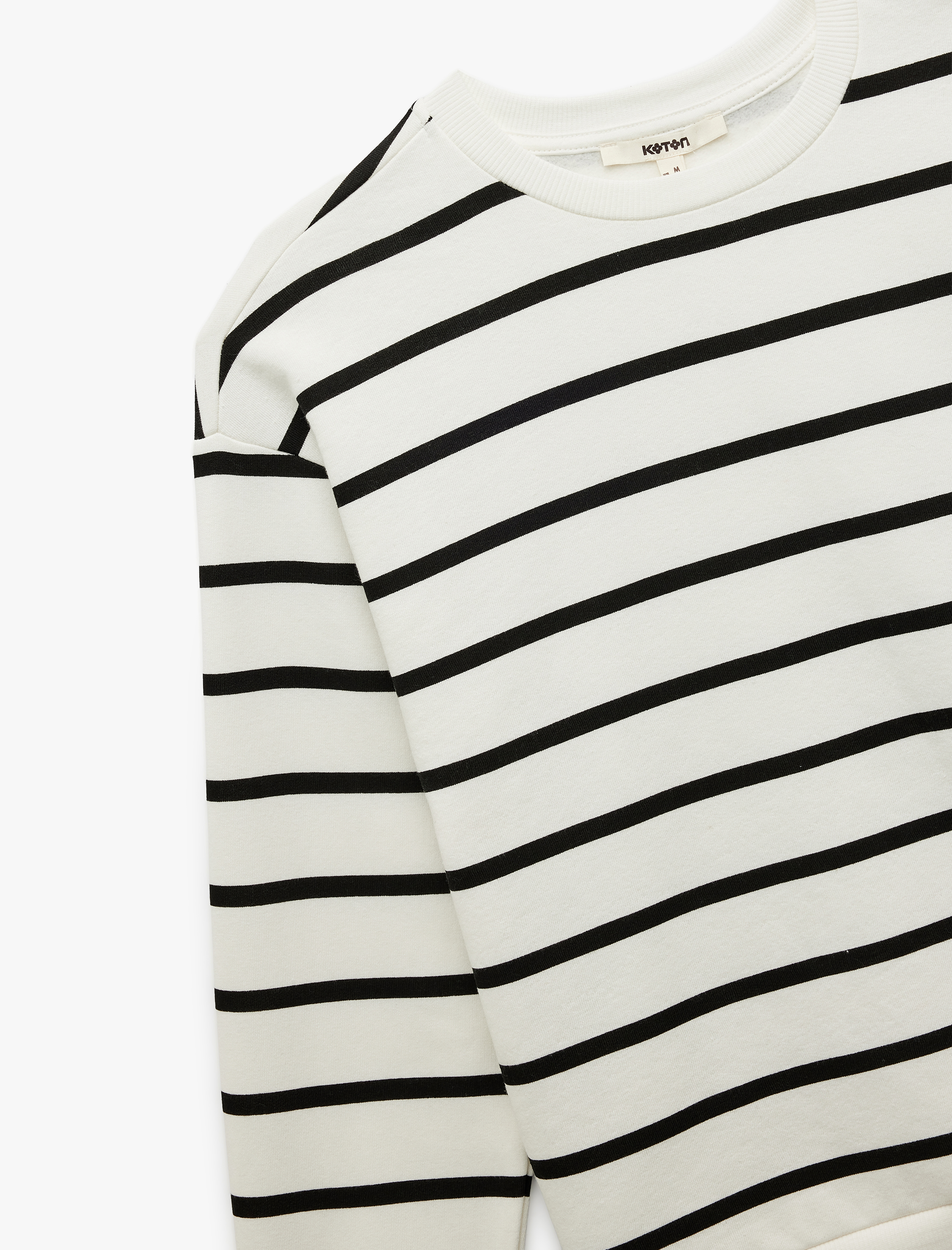   Üç İplik Şardonlu Uzun Kollu Bisiklet Yaka Sweatshirt