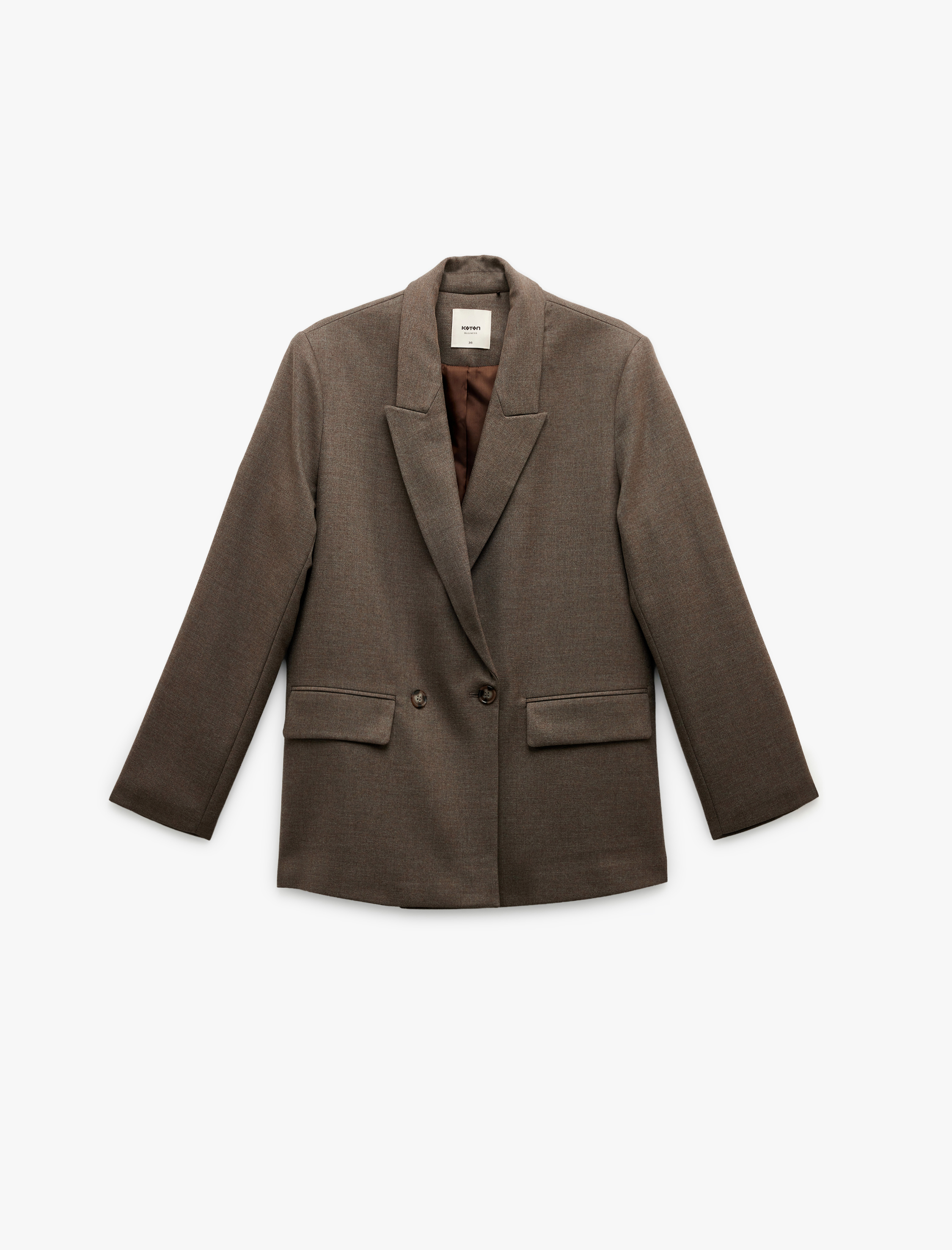   Çift Cepli Uzun Kollu Kruvaze Blazer Ceket